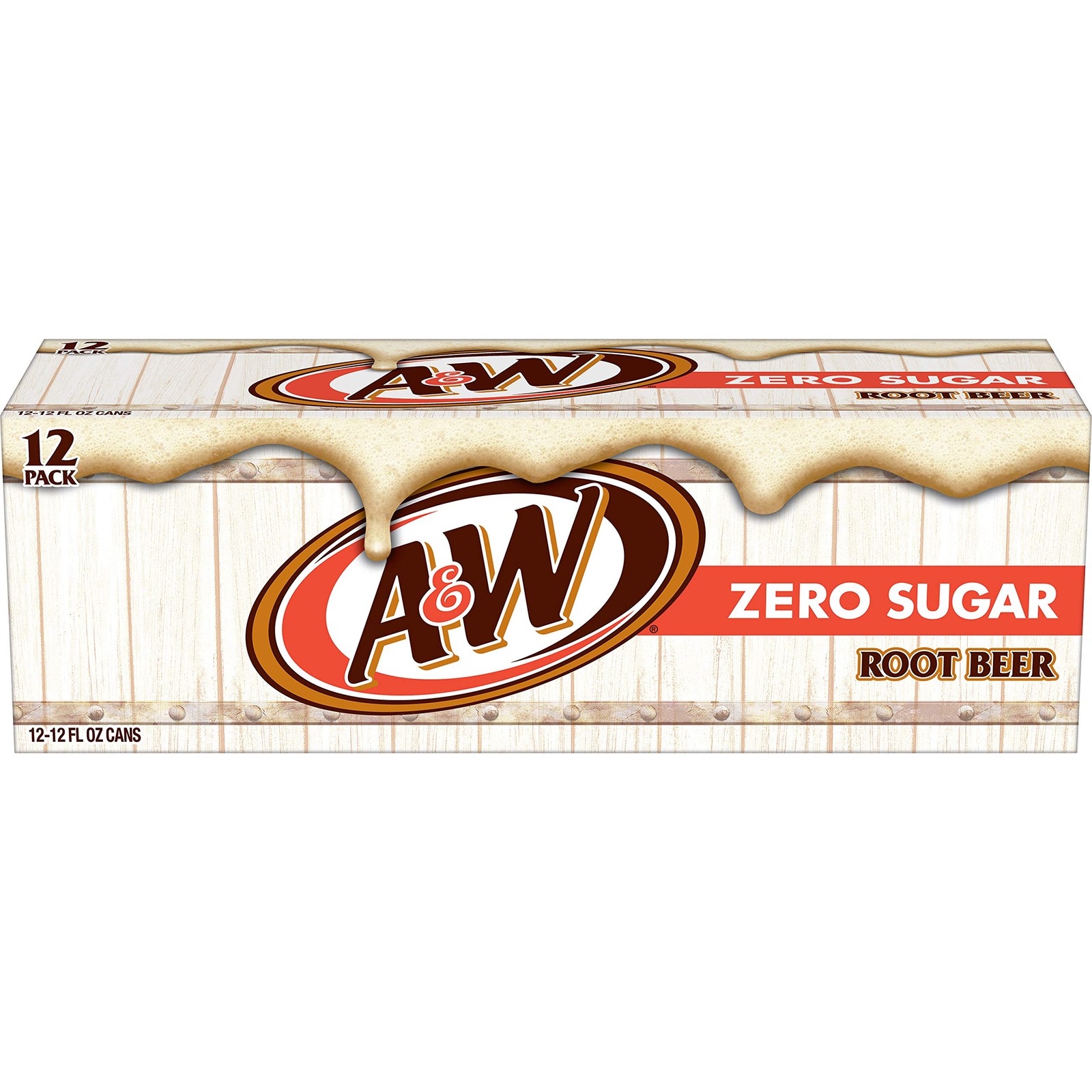 A&W Zero Sugar Root Beer Soda, 12 fl oz cans, 12 count 12 Fl Oz (Pack of 12)