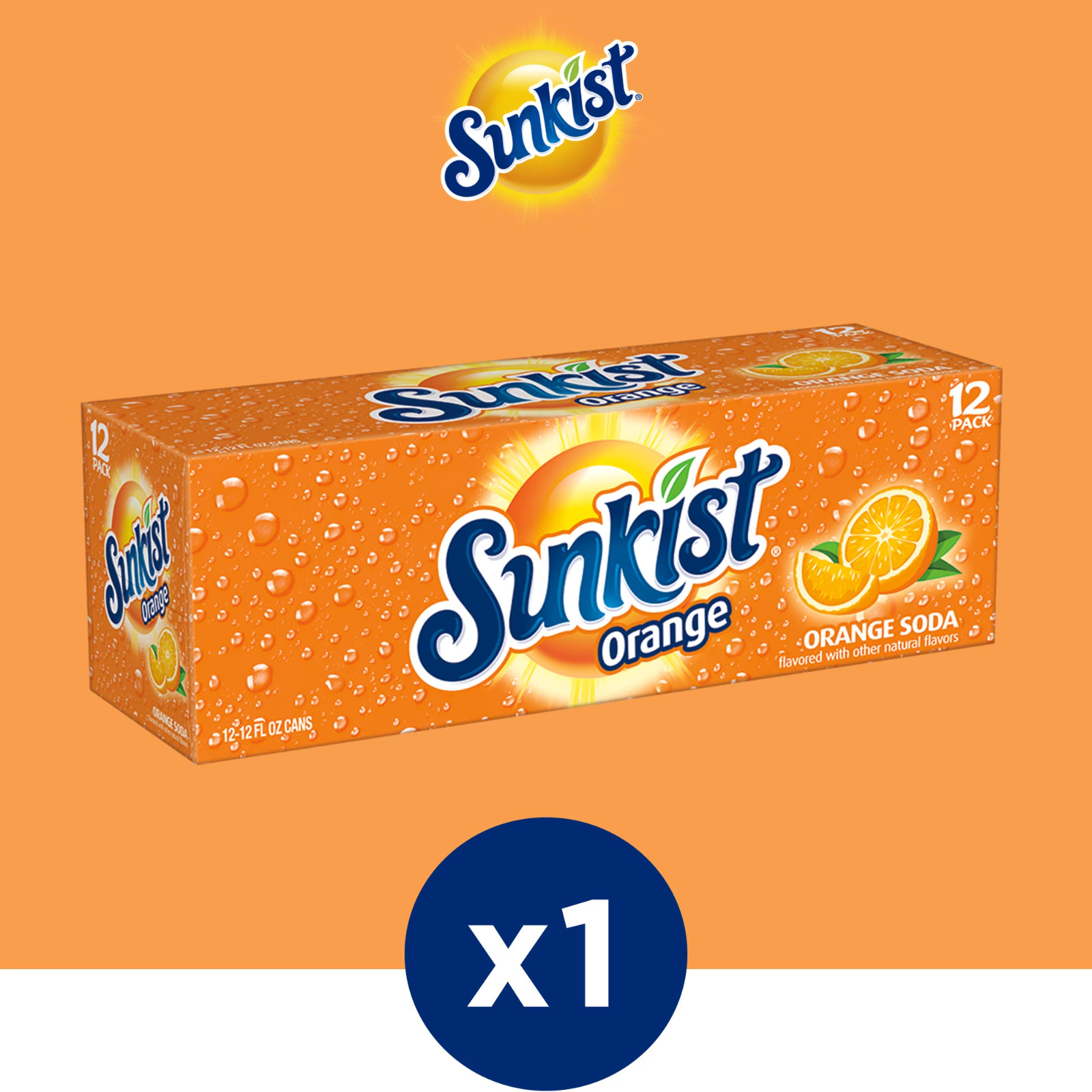 Sunkist Orange Soda Pop, 12 fl oz, 12 Pack Cans- Free Shipping