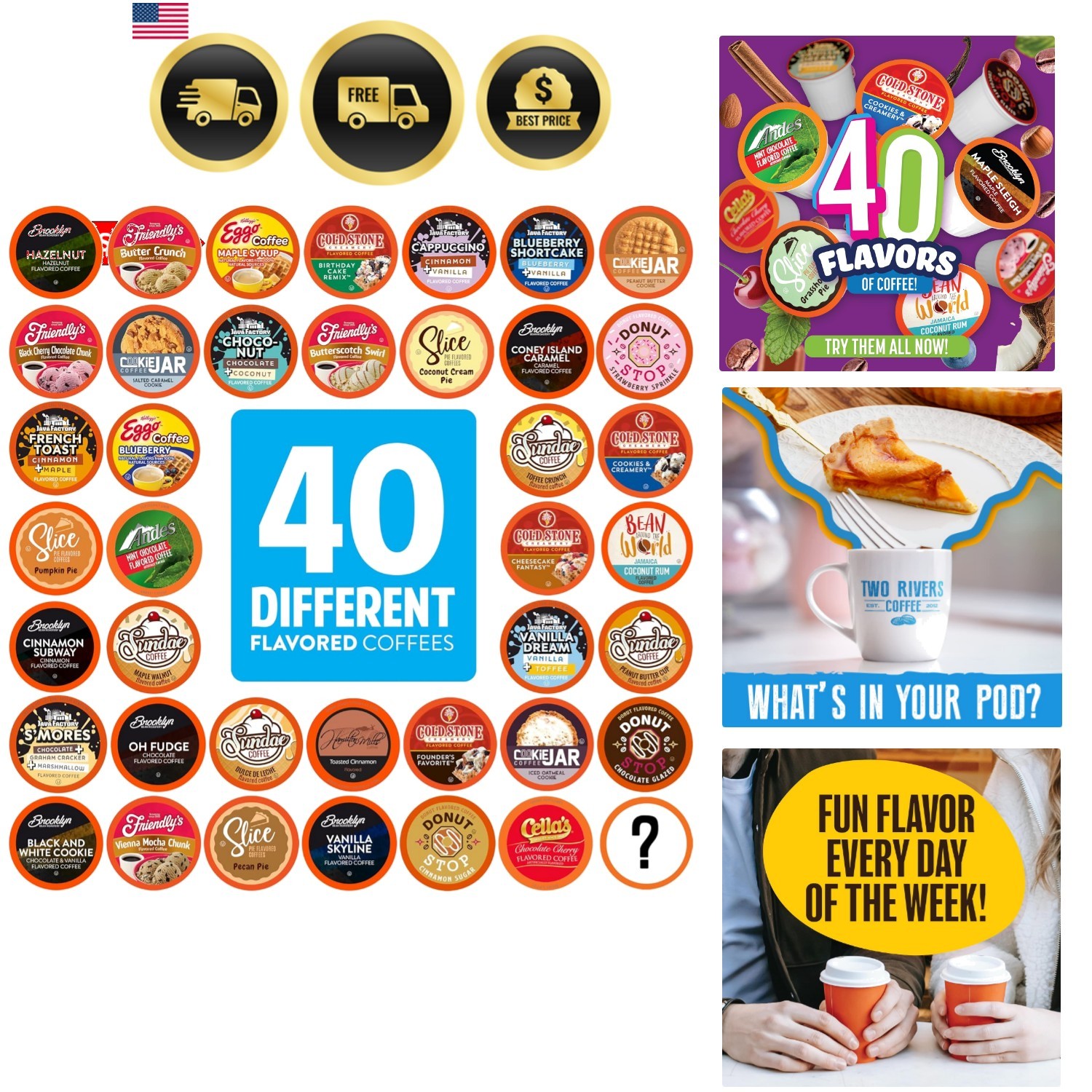 Flavored Coffee Pods Compatible with Keurig K Cup Brewers, Assorted Variety P…