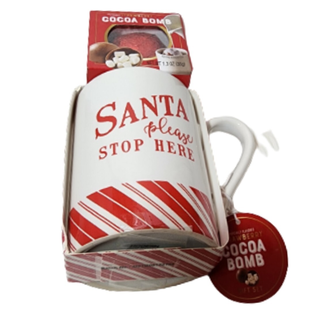 Modern Foods Christmas Santa Please Stop Here Cocoa Bomb Gift and Mug Set