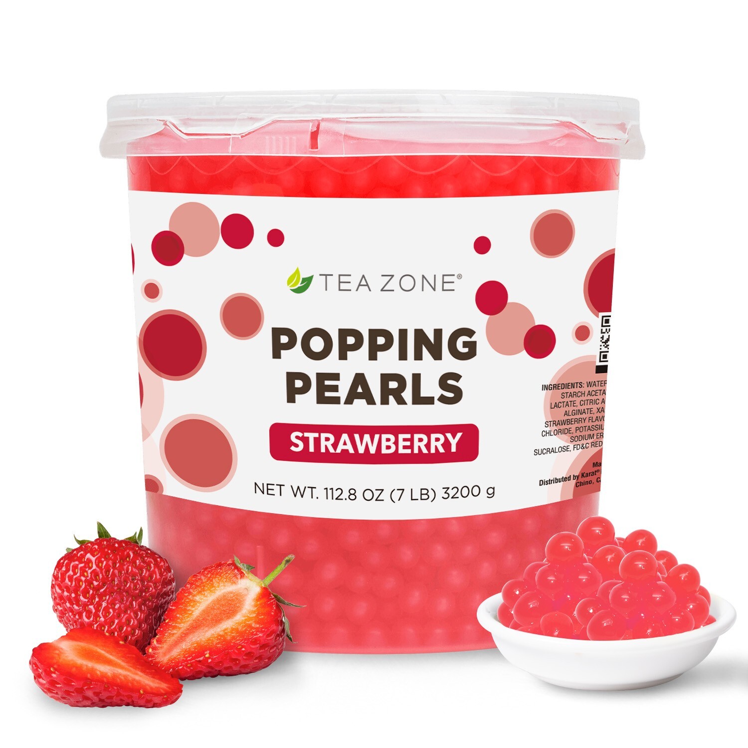 Tea Zone Strawberry Popping Pearls/Popping Boba(B2053, 7lbs) for Boba Tea