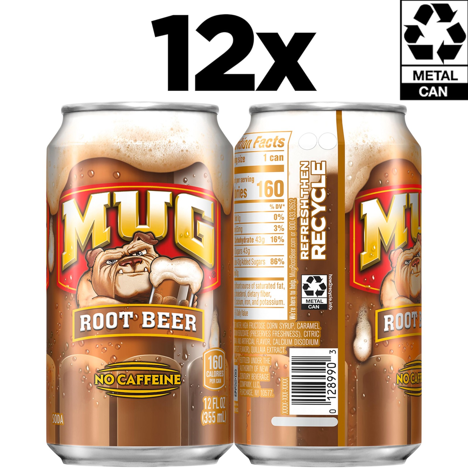 Mug Root Beer, 12 Fl Oz Cans (Pack of 12) 12 12), BROWN