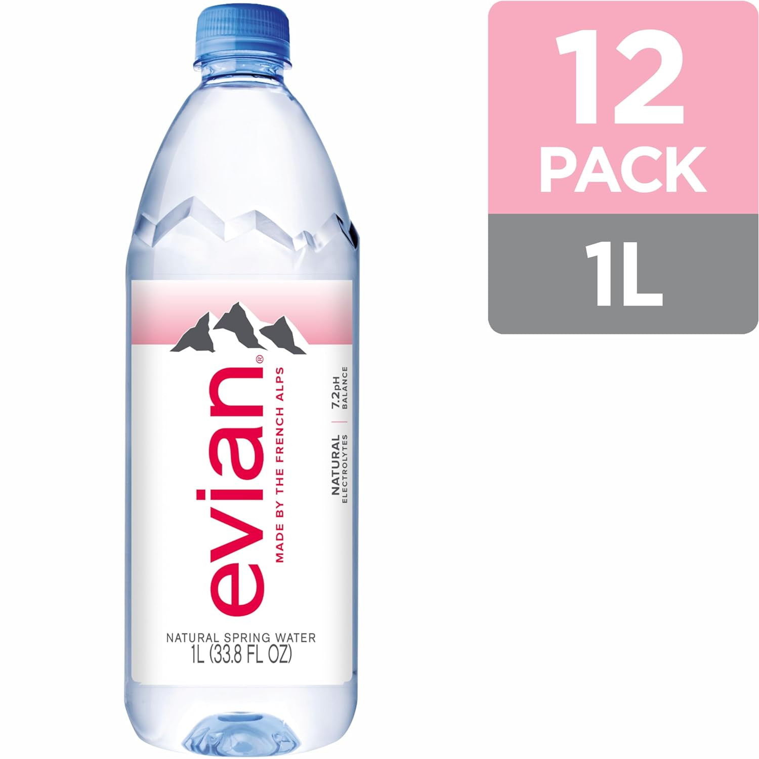 Evian Natural Spring Water 1 L Bottle 12 Pack