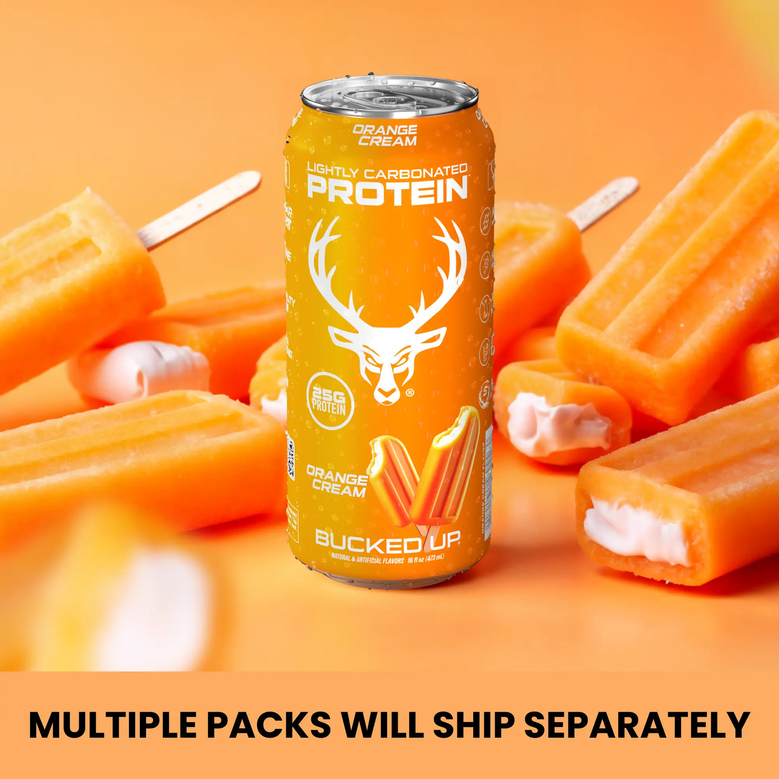 Bucked up Ready-To-Drink Lightly-Carbonated Protein Soda | 1 Case (12 Cans, 16 O