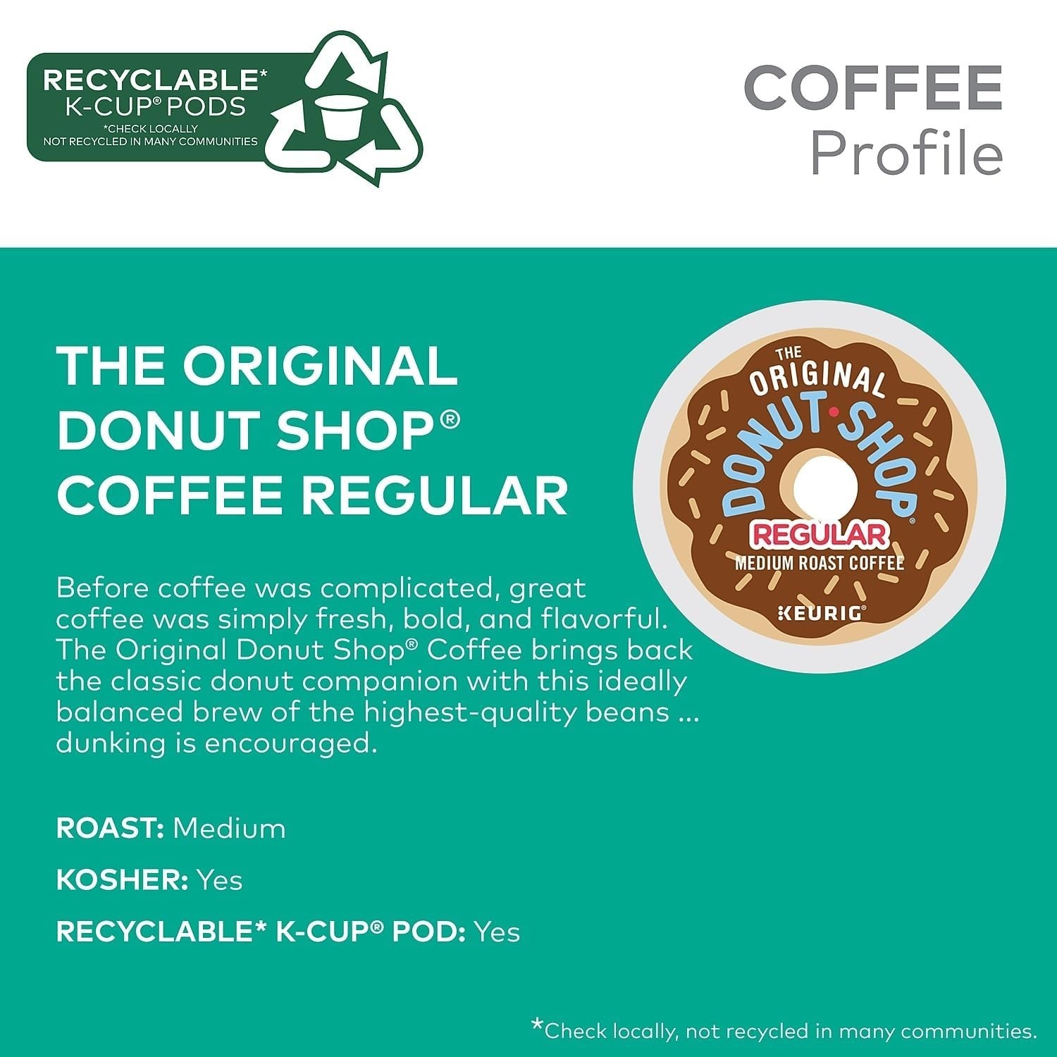 The Original Donut Shop Regular, Medium Roast Coffee K-Cup Pods, 96 Count