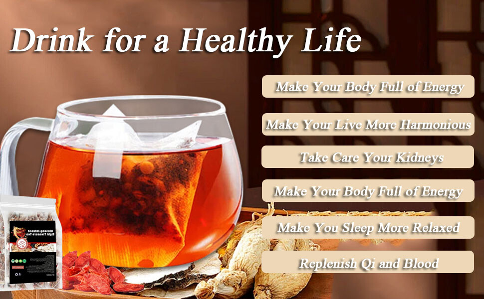 Ginseng Five Treasure Tea – Kidney Support, Red Date Herbal Blend 30-150 bags