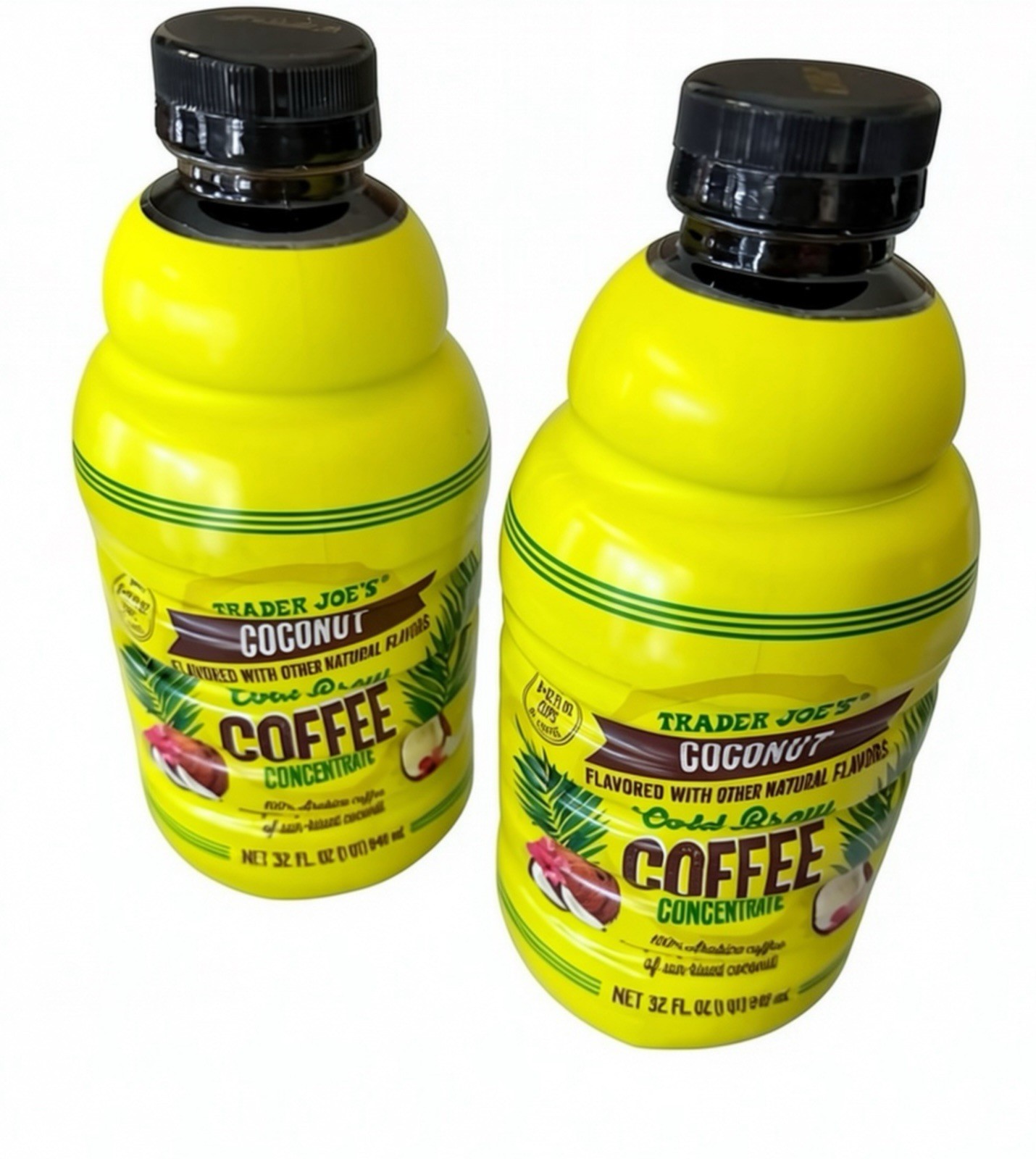 2 Pack – Trader Joe’s Coconut Cold Brew Coffee Concentrate 32 oz Smooth Arabica