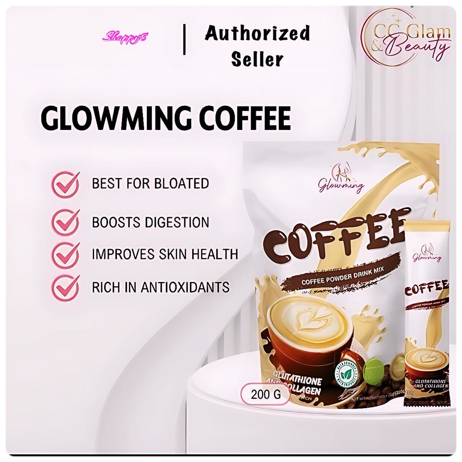 Glowming Café Coffee Drink Mix 200g Collagen Blend Sugar-Free Stevia
