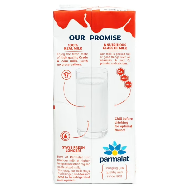 (4 pack) Parmalat Shelf Stable UHT Whole Milk 1 Qt
