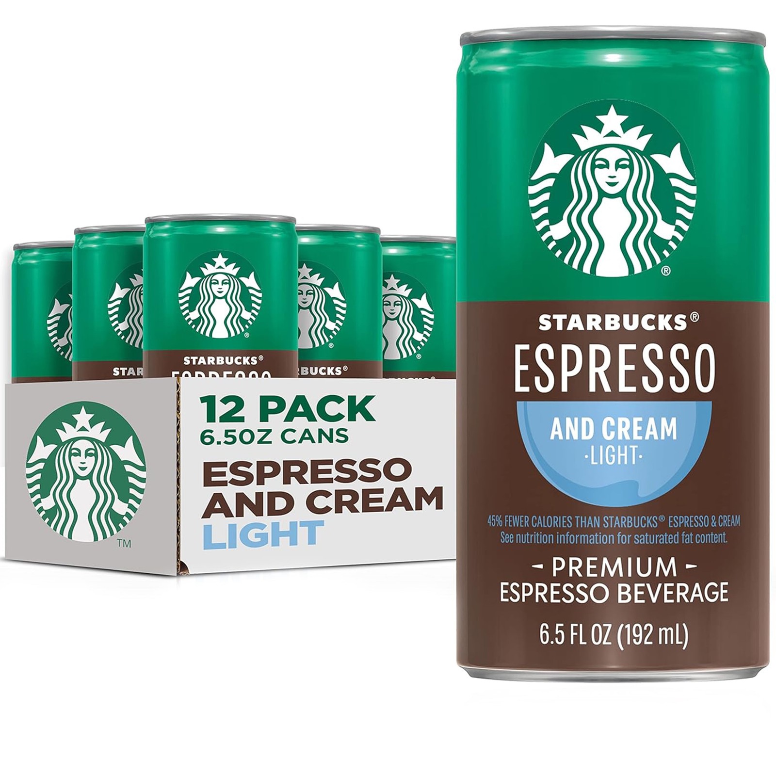 (12 Pack) Starbucks Ready to Drink Coffee, Espresso & Light Cream, 6.5 Fl Oz