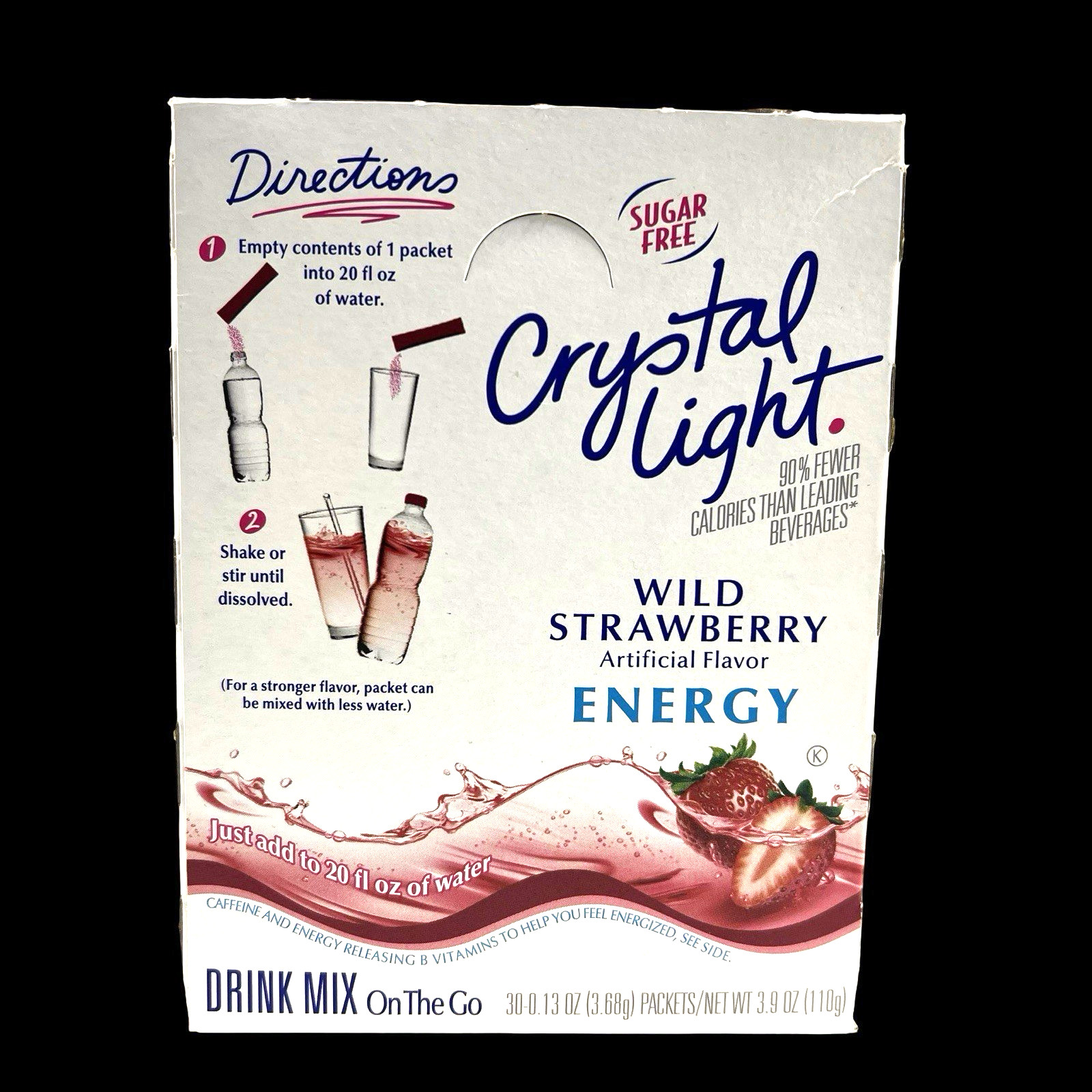 Crystal Light Wild Strawberry Energy Mix (30 Packets) EXP July 2027