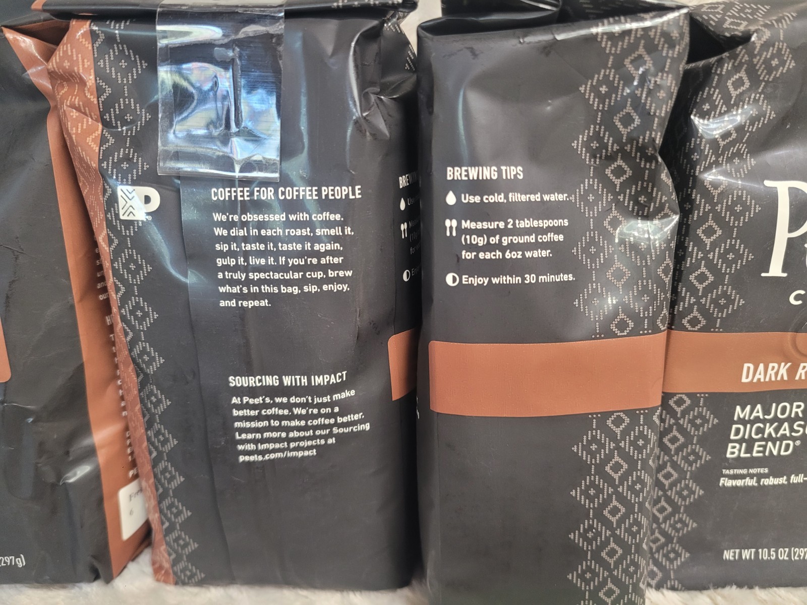 Peet’s Coffee House Blend Dark Roast Ground Coffee, 10.5oz, CASE OF 4 Bags