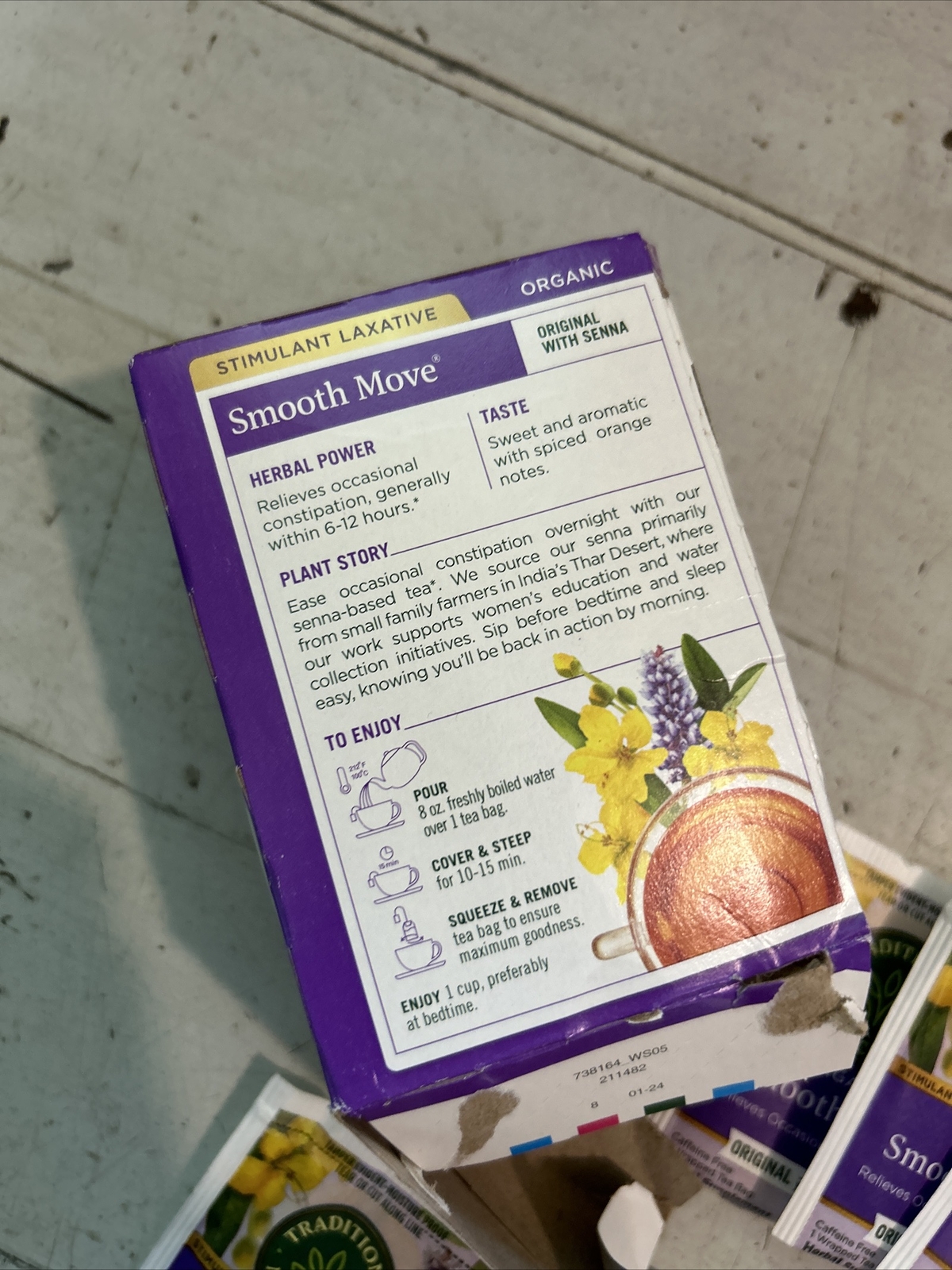 Organic Smooth Move Tea 16 bags By Traditional Medicinals, exp 02/2027