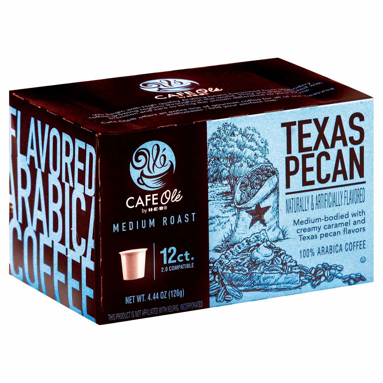 HEB Cafe Ole Texas Pecan Single Serve Medium Roast Coffee 12 count K Cups