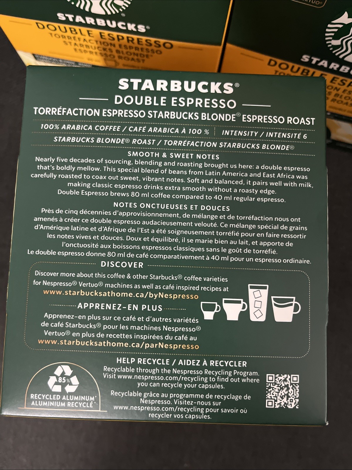 64 ct Nespresso Pods Starbucks Blonde Espresso Roast Coffee Vertuo Capsules LOT