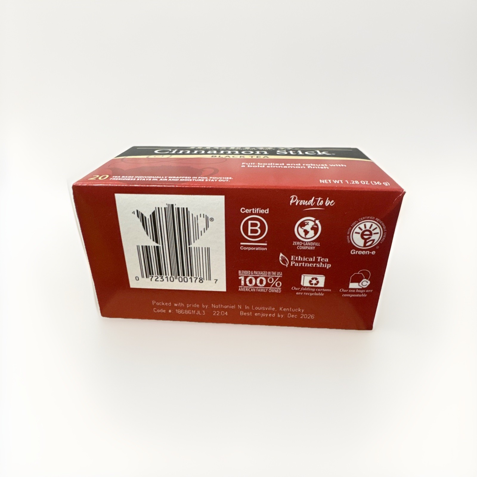 Boxes Bigelow Cinnamon Stick Black Tea | 20 Pouches Per Box | 1.28oz (case of 6)