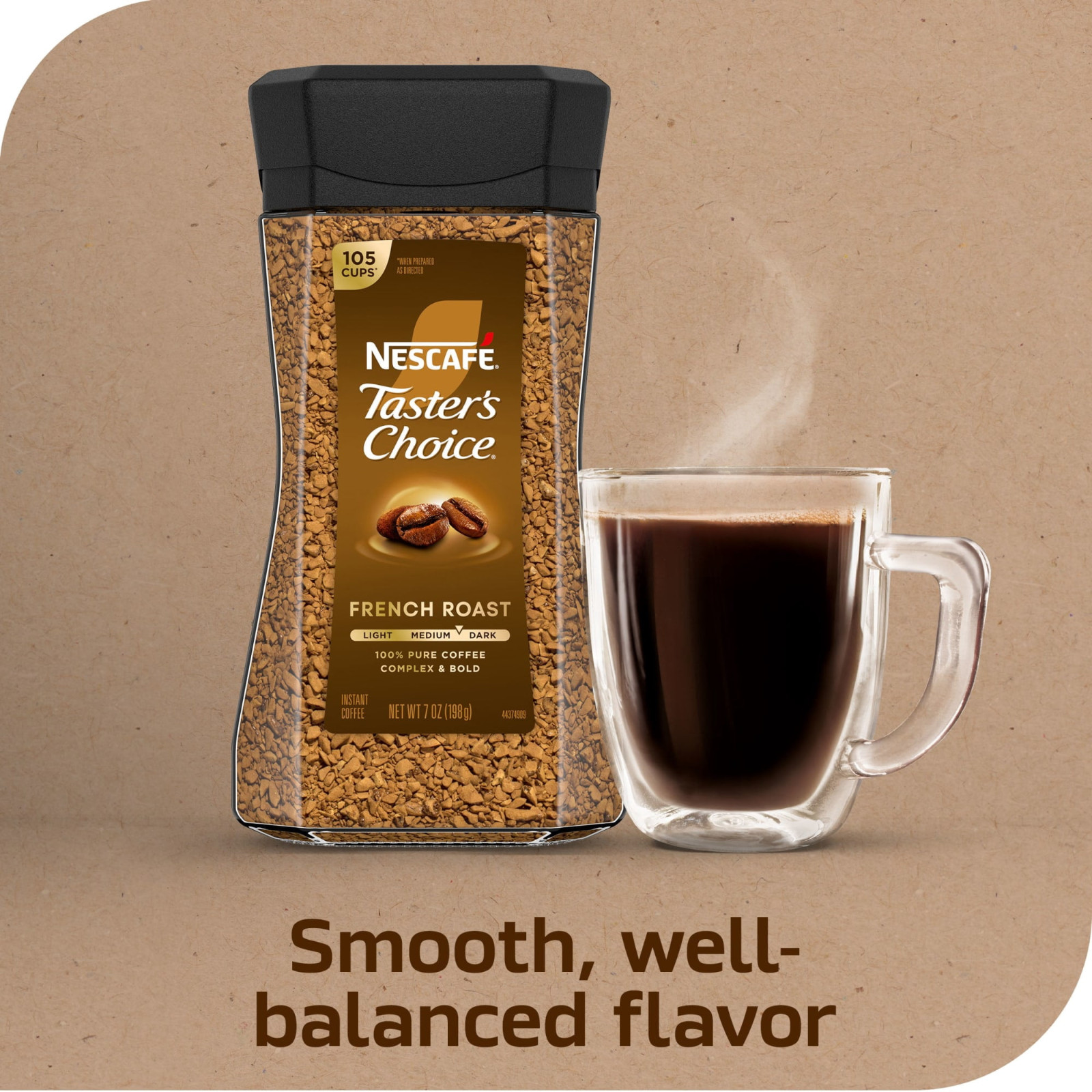 NESCAFÉ Taster’s Choice French Roast Dark Roast Coffee, Instant Coffee 7oz 1 Jar
