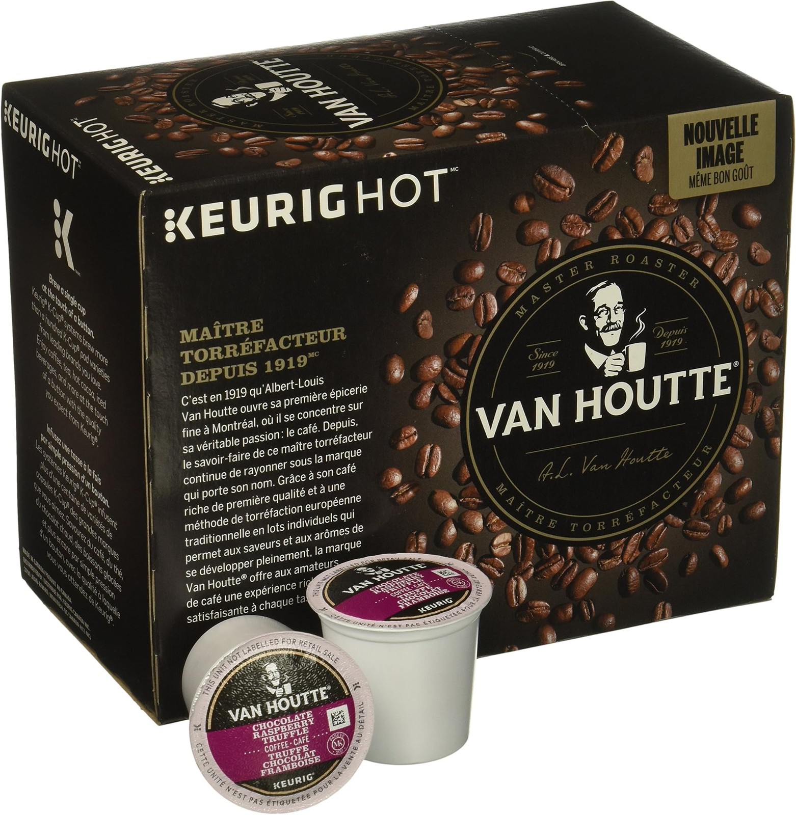 Van Houtte, Raspberry Chocolate Truffle, Single-Serve Keurig K-Cup Pods, Ligh…