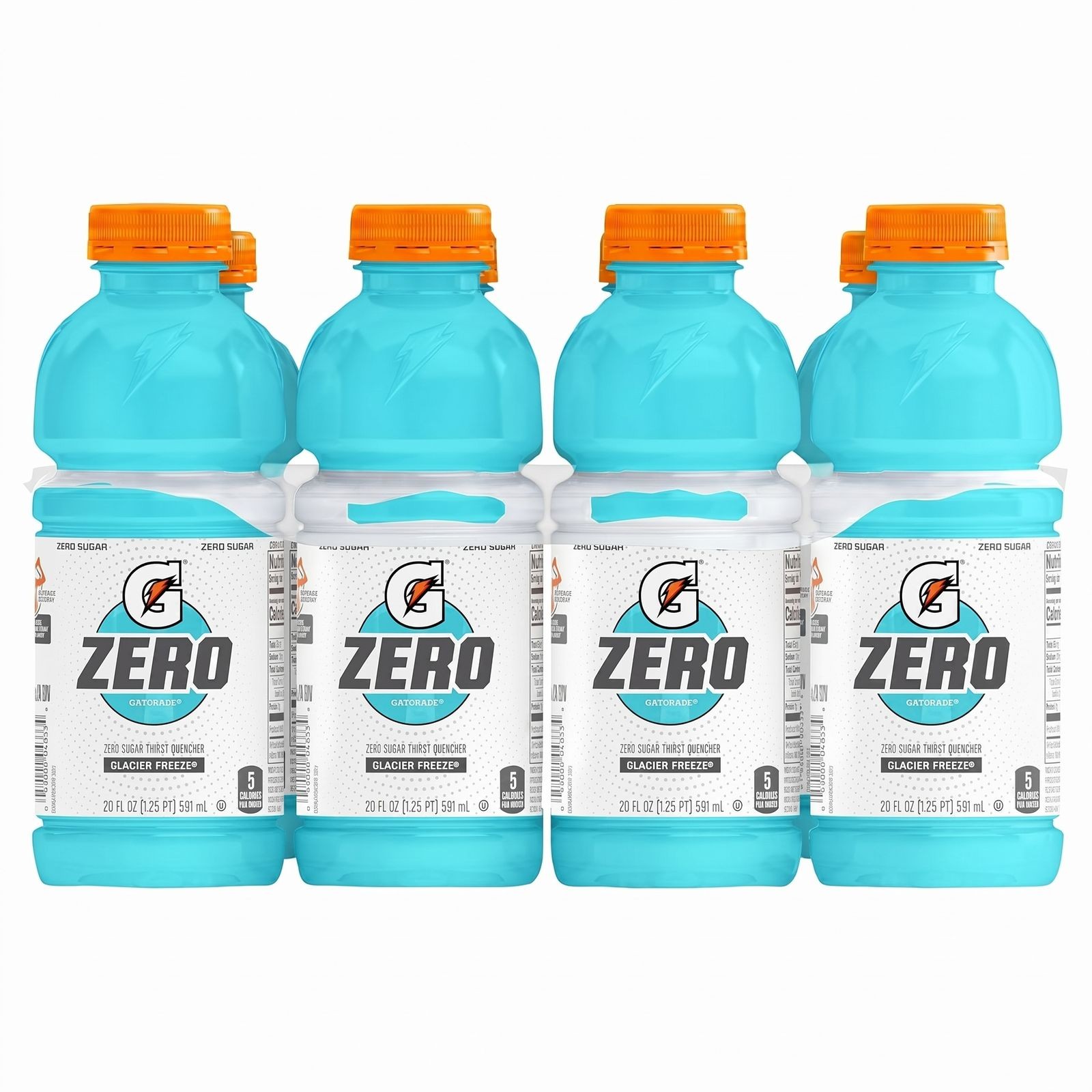 Gatorade Zero Sugar Sports Drink, Glacier Freeze, 20 oz, Pack of 8 Bottles