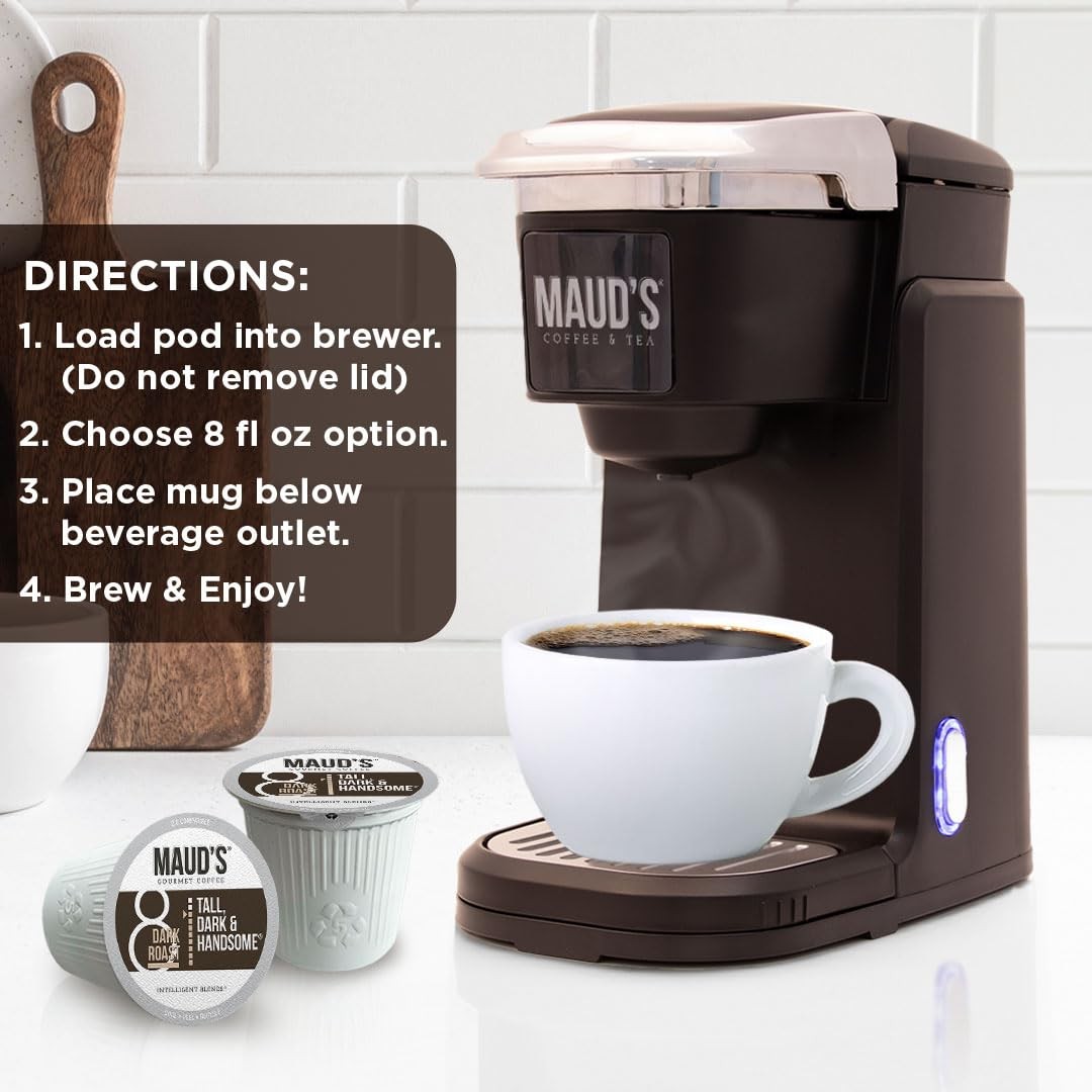 Maud’s Dark Roast Coffee Pods, 100ct, Recyclable Single Serve Pods 100% Arabica