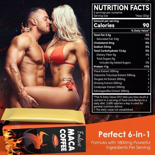 Maca Coffee for Men Herbal Supplement Energy Coffee Ginseng Ashwagandha Cordycep