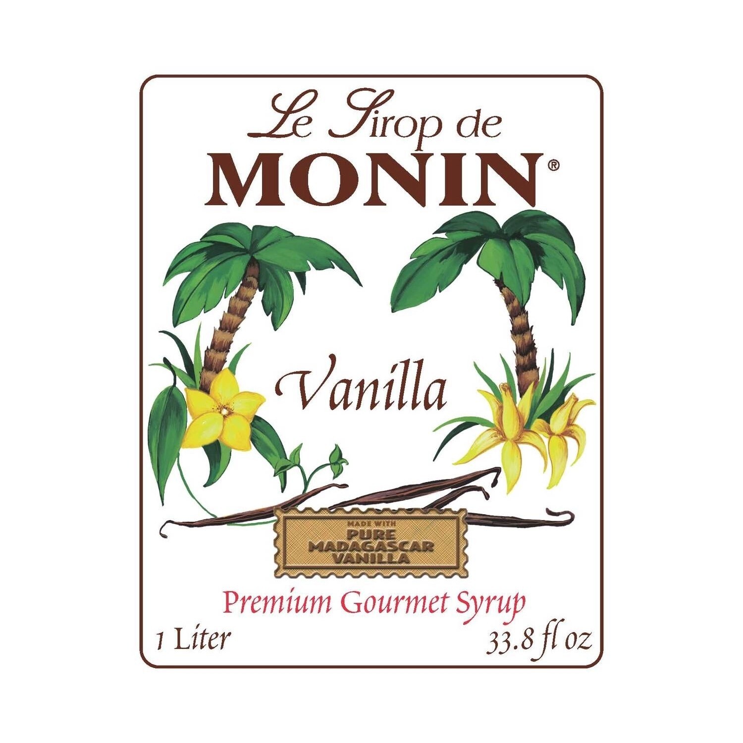 Monin Vanilla Syrup – Bottle (1L), h-vanilla, 1.0L