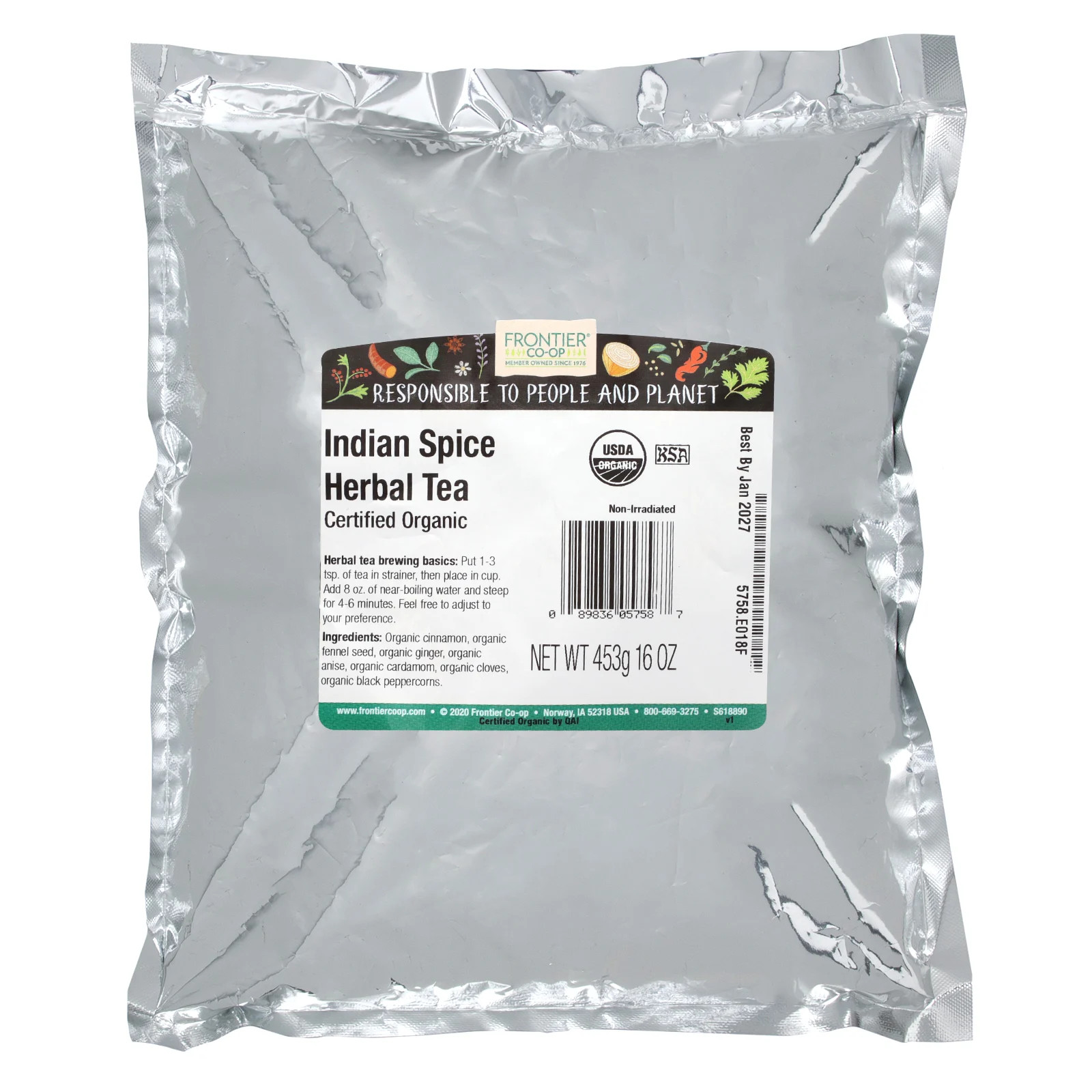 Organic Indian Spice Herbal Tea, 16 oz (453 g)