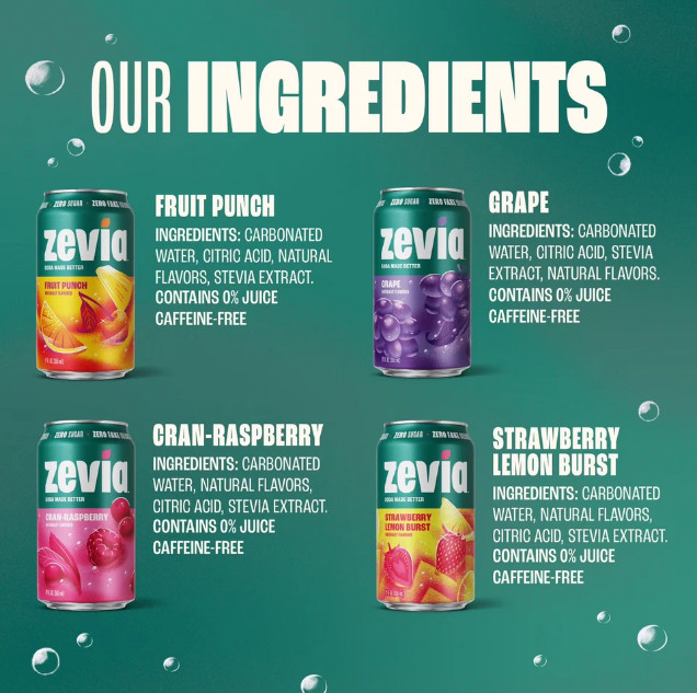 Zevia Fruity Variety Zero Sugar Soda 12 Fl Oz Cans 8 Pack Caffeine Free Vegan