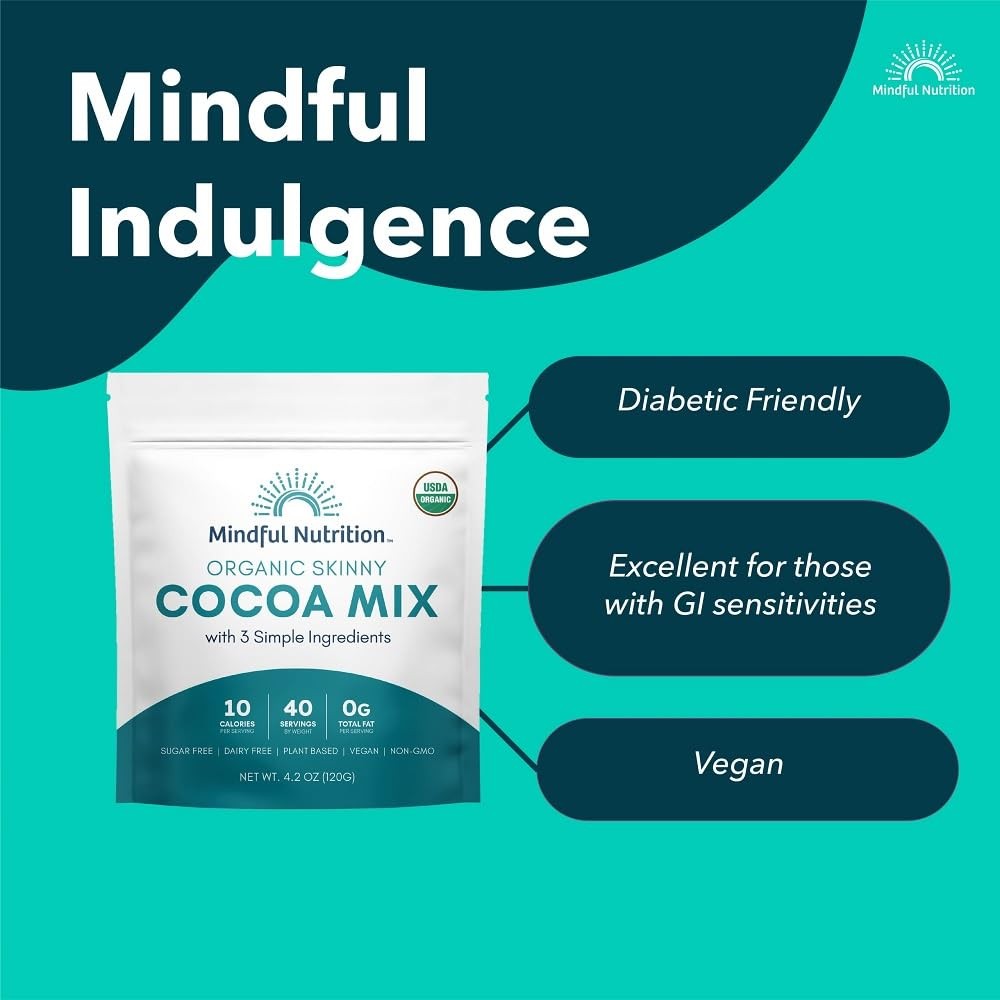 Mindful Nutrition Organic Skinny Hot Cocoa Mix – 40 Servings – Sugar Free…
