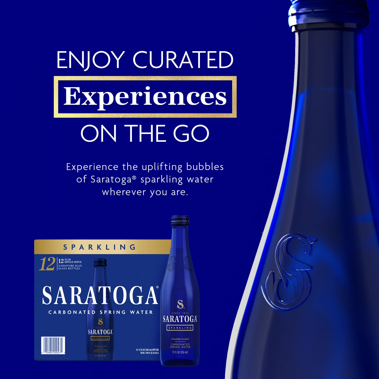 Saratoga Sparkling Spring Water, 12 fl oz, 12-pack Glass Bottles- Free Shipping