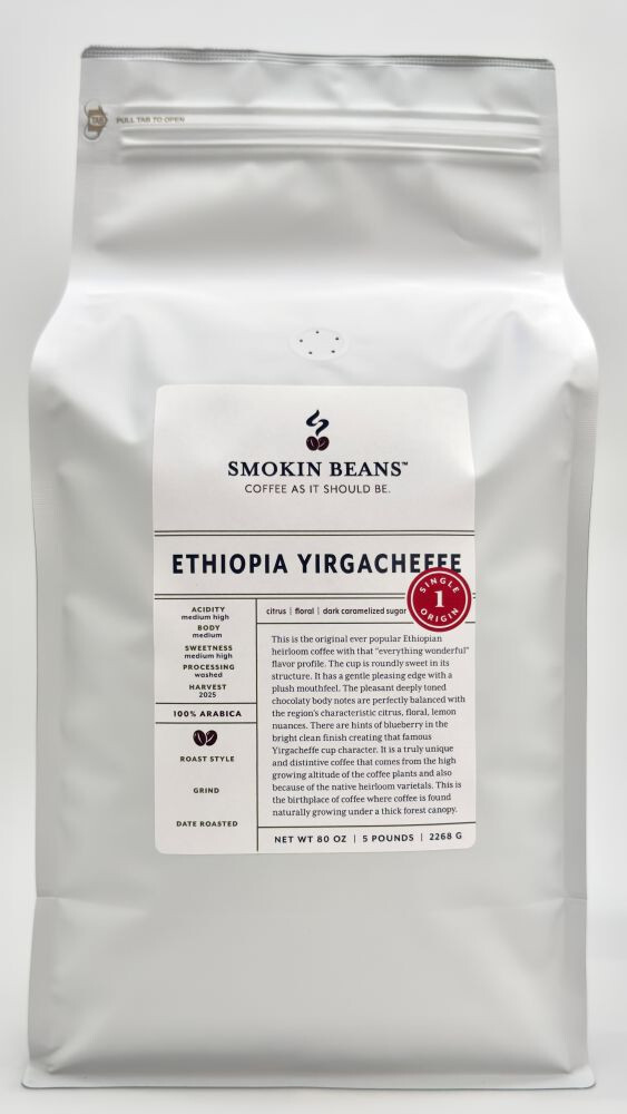 8oz/5lb – Ethiopia Yirgacheffe – African – Premium Fresh Roasted To Order Coffee