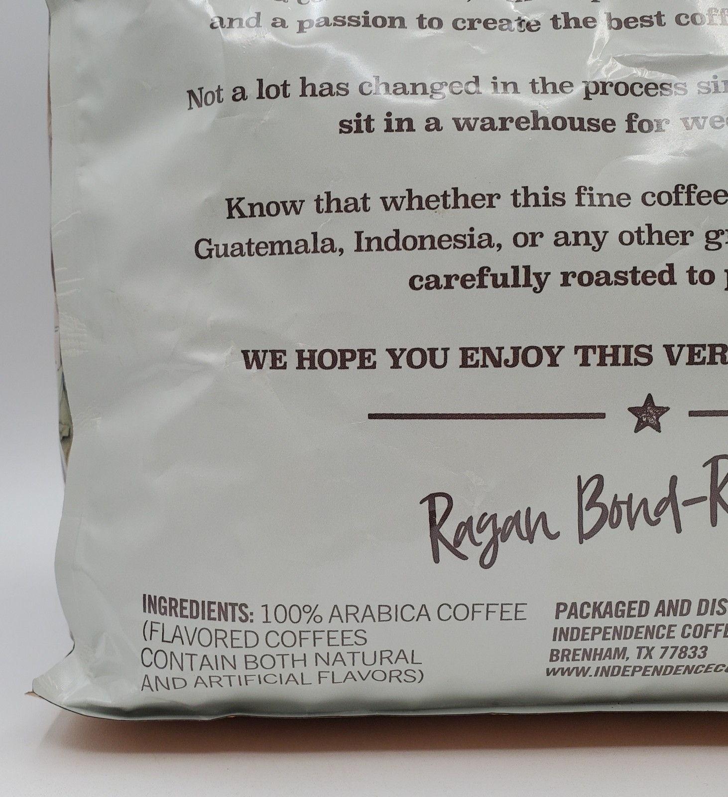Independence Tex A De Olla Whole Bean Coffee 5lb Brown Sugar Cinnamon BB 5/26
