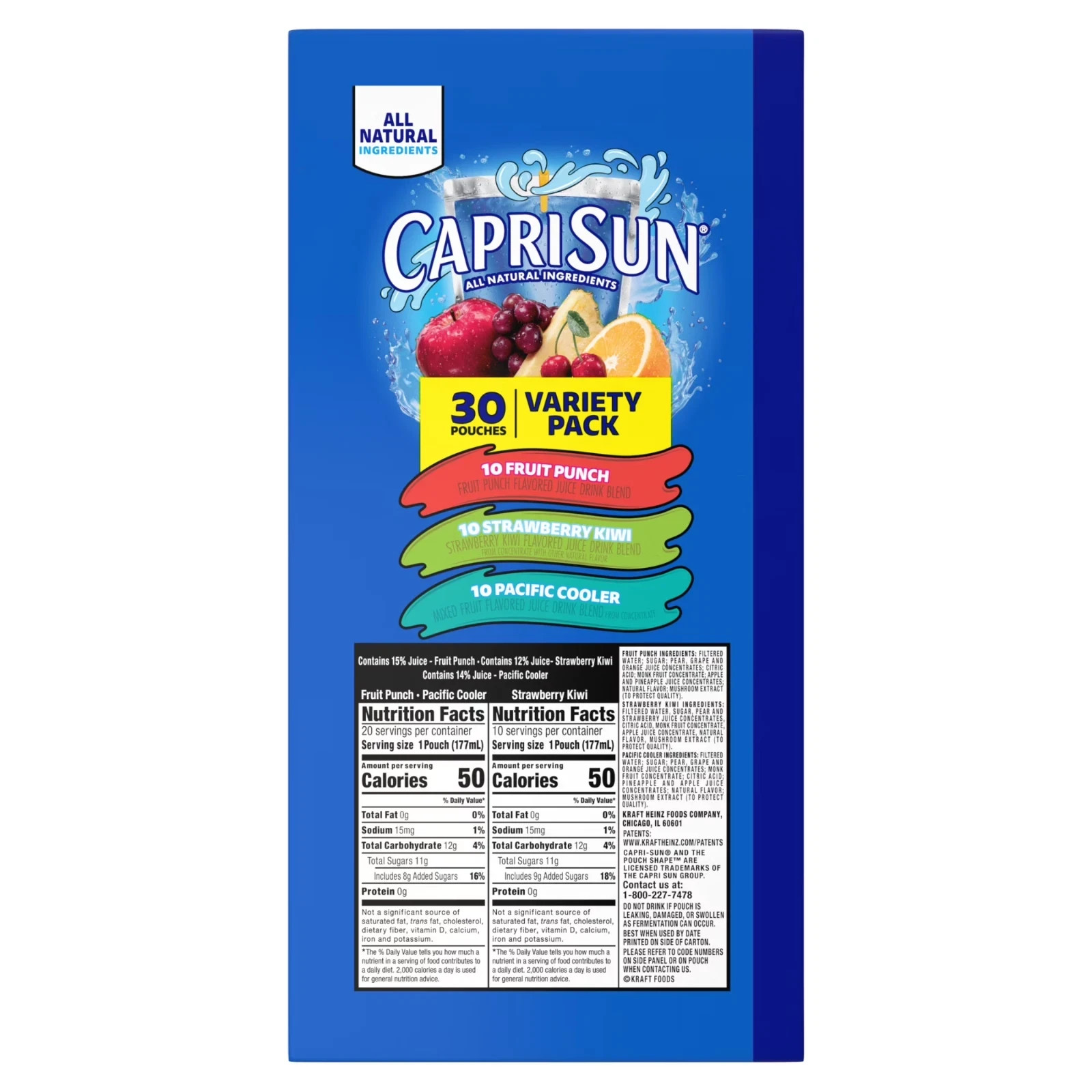 Capri Sun Fruit Punch, Strawberry Kiwi & Pacific Cooler Juice 30 ct Box, 6 fl oz