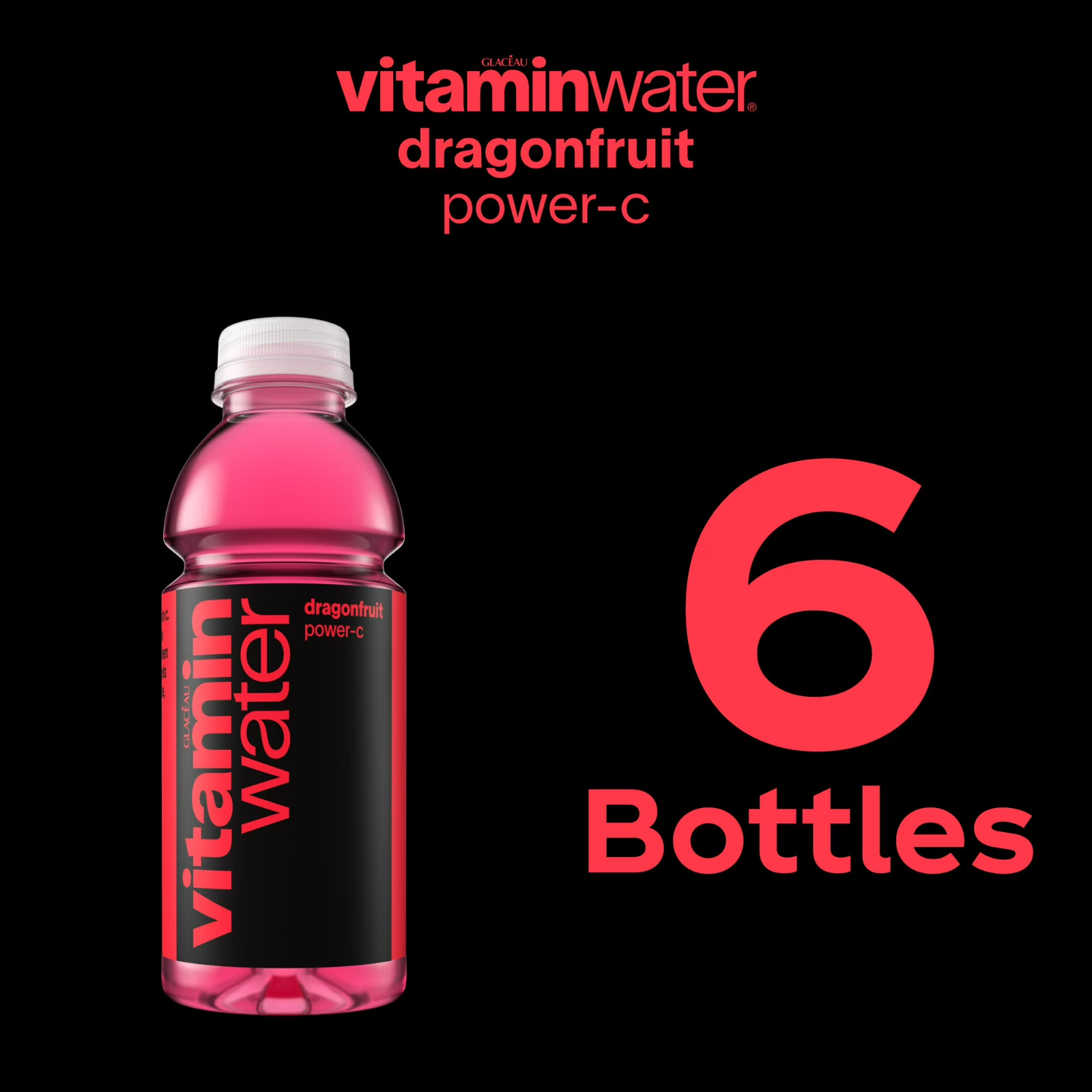 vitaminwater Power-C Dragonfruit Flavored Water Beverage, 16.9 fl oz, 6 Pack Bot