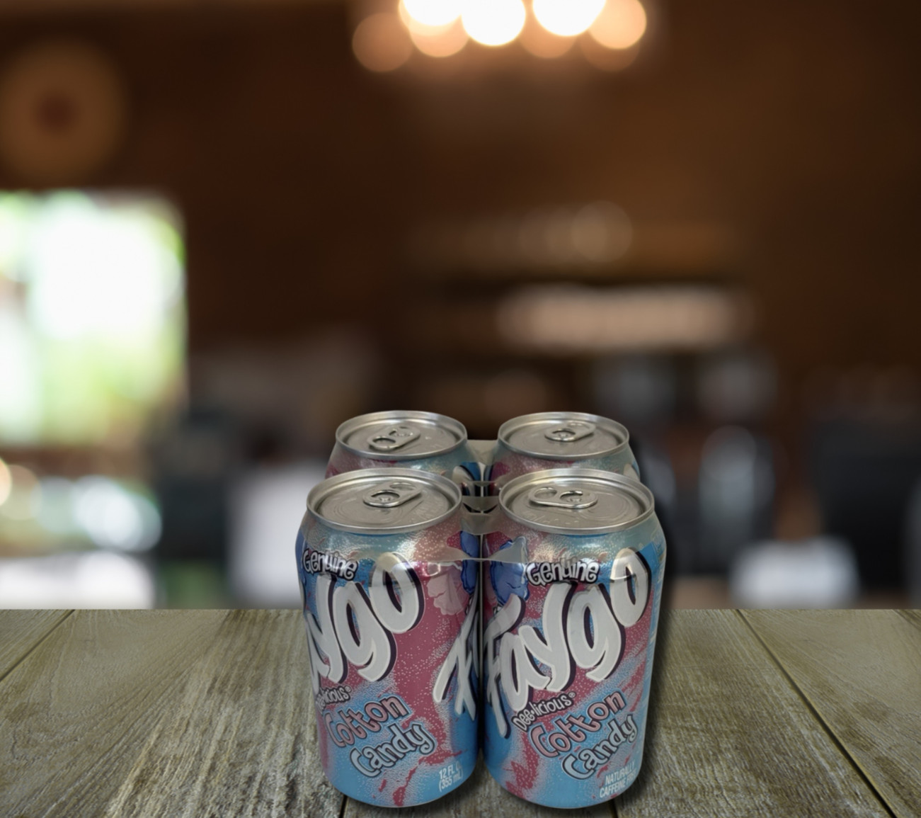 Faygo Genuine Cotton Candy Soda Pop 4-Pack 12oz Cans Caffeine Free Rare Flavor
