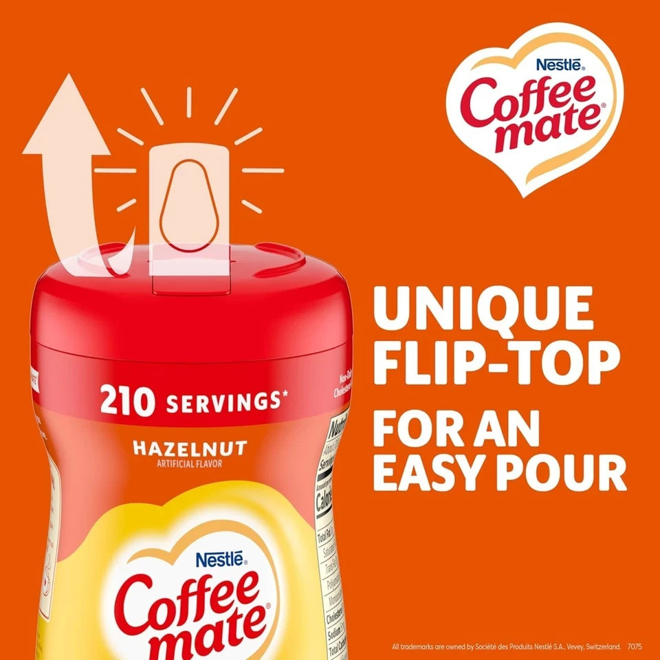 Nestle Coffee mate Coffee Creamer, Hazelnut, 15 oz Canister (Pack of 12)