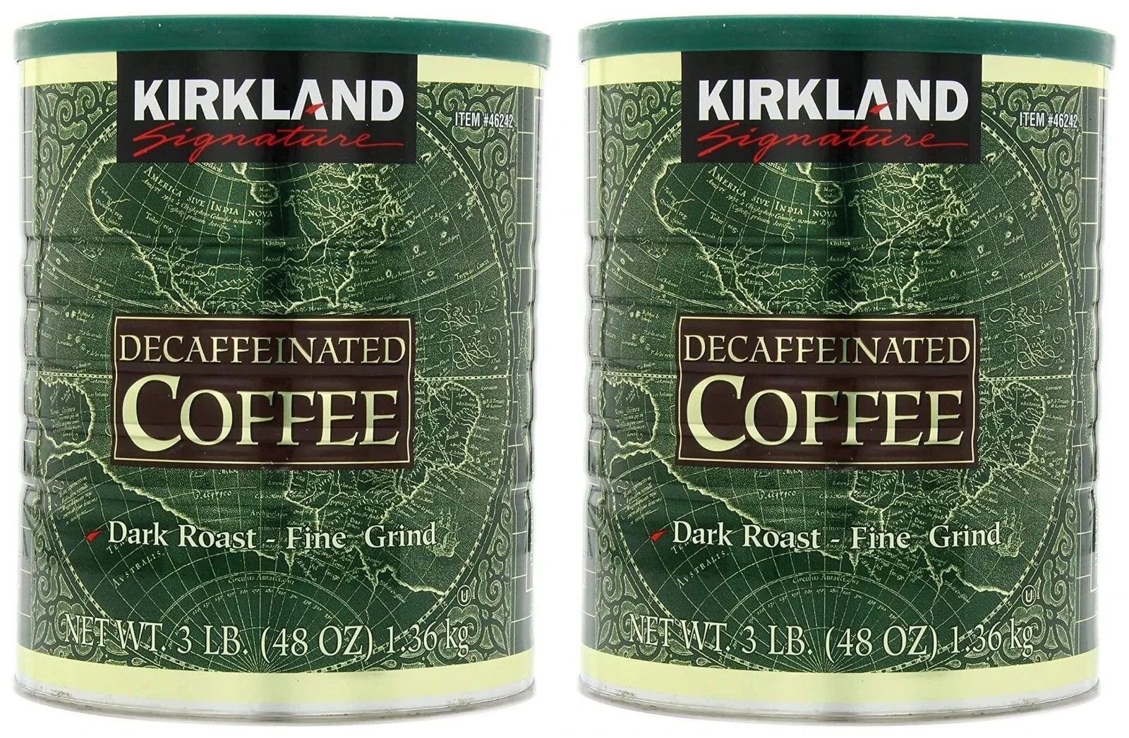2 Packs Kirkland Signature Decaffeinated Coffee Dark Roast 3 LB Each, Total 6 LB