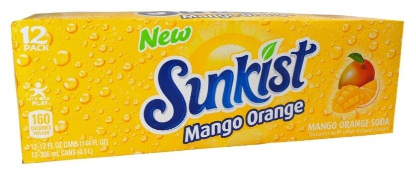 Pick 1 Sunkist Soda Pop 12 Pk Orange/Mango Orange/Cherry Limeade/Berry Limeade