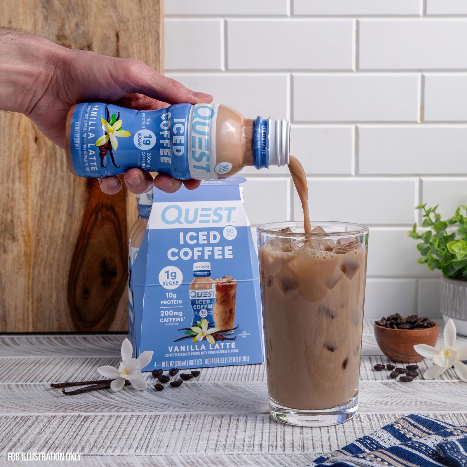 Quest Nutrition Iced Coffee, Vanilla Latte, 1g of 2.5 Fl Oz (Pack 4)