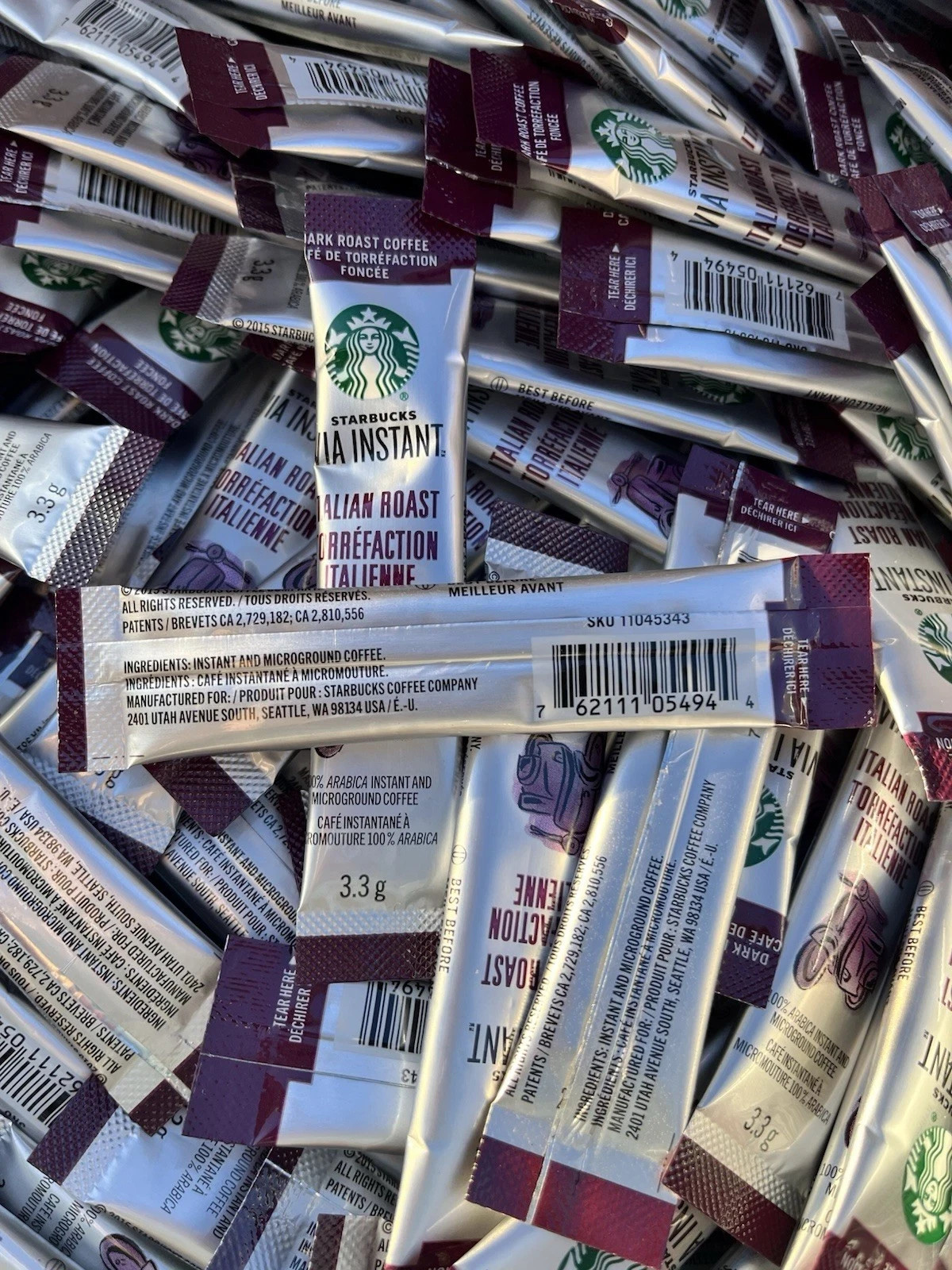 1300 Packets Starbucks VIA Instant Coffee Italian Dark Roast BULK Lot camping