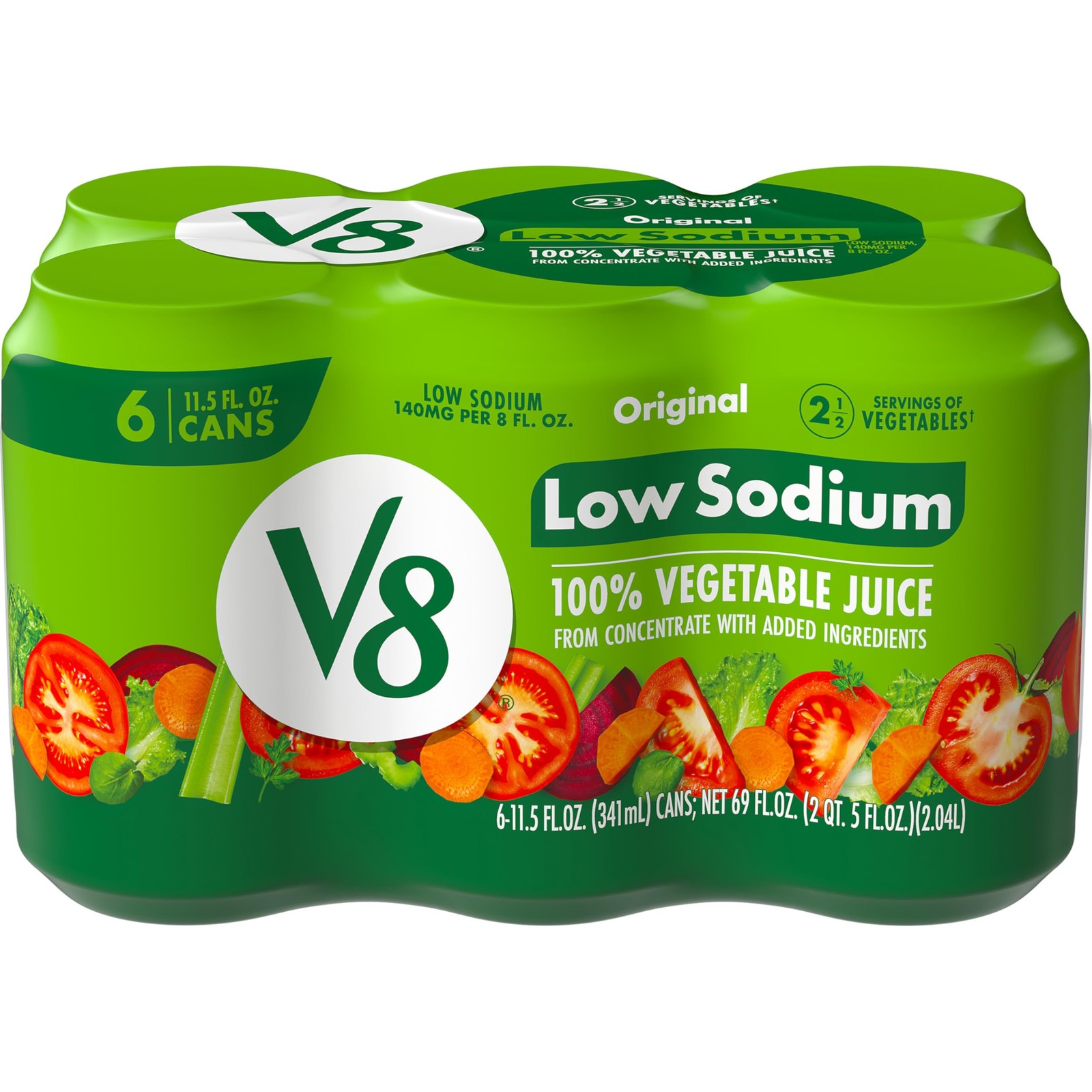 V8 Original 100% Vegetable Juice, 11.5 fl oz Can 6 Pack