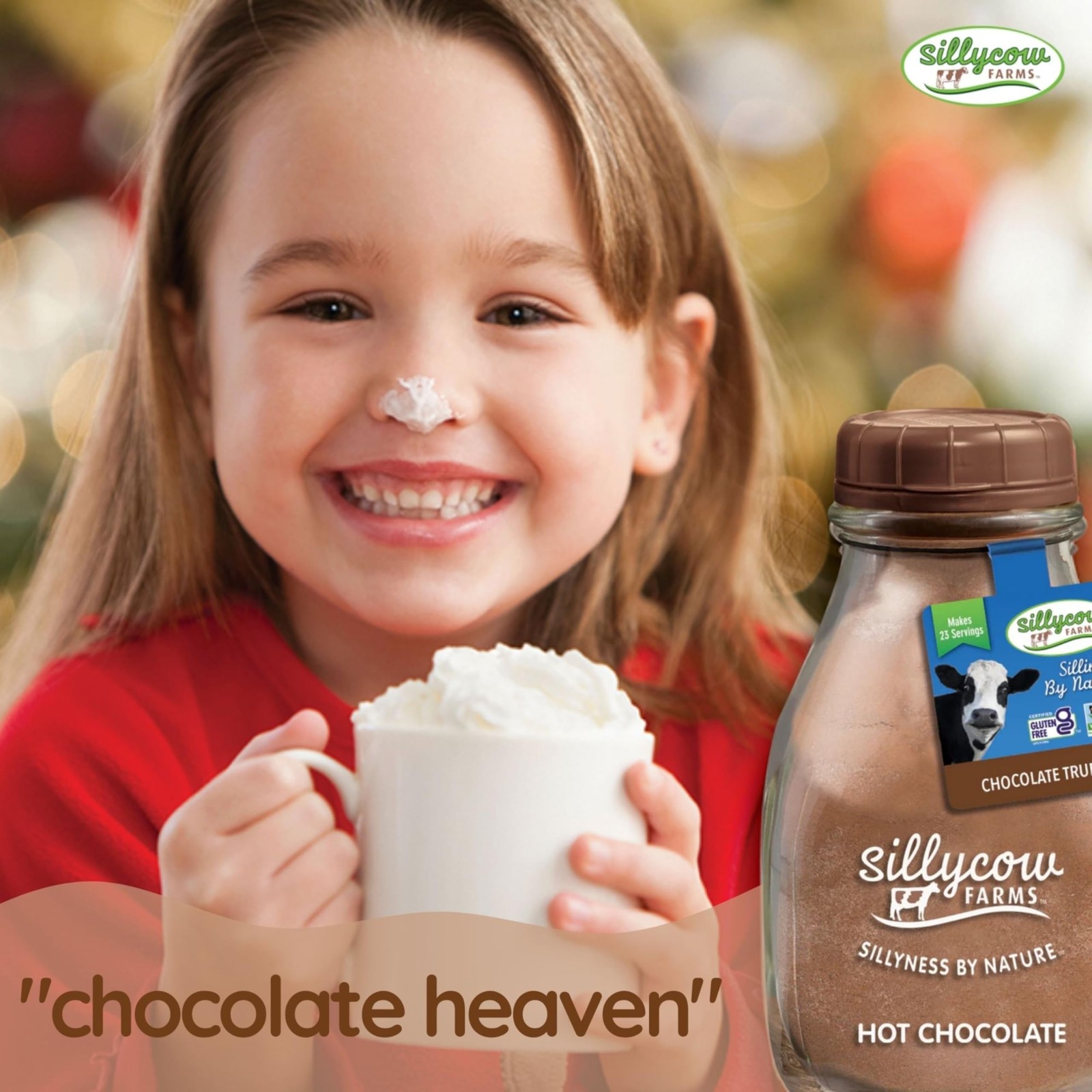 Sillycow Farms Dairy Free Hot Chocolate Mix 16.9 Oz Gluten Free Rich Cocoa Drink