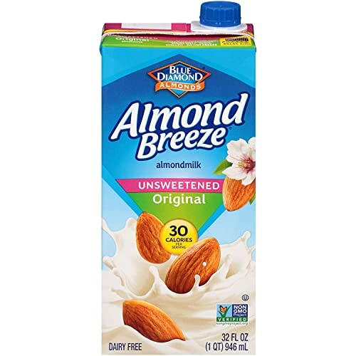 Almond Breeze Dairy Free Almondmilk Unsweetened Original 32 Fl Oz (Pack of 6)