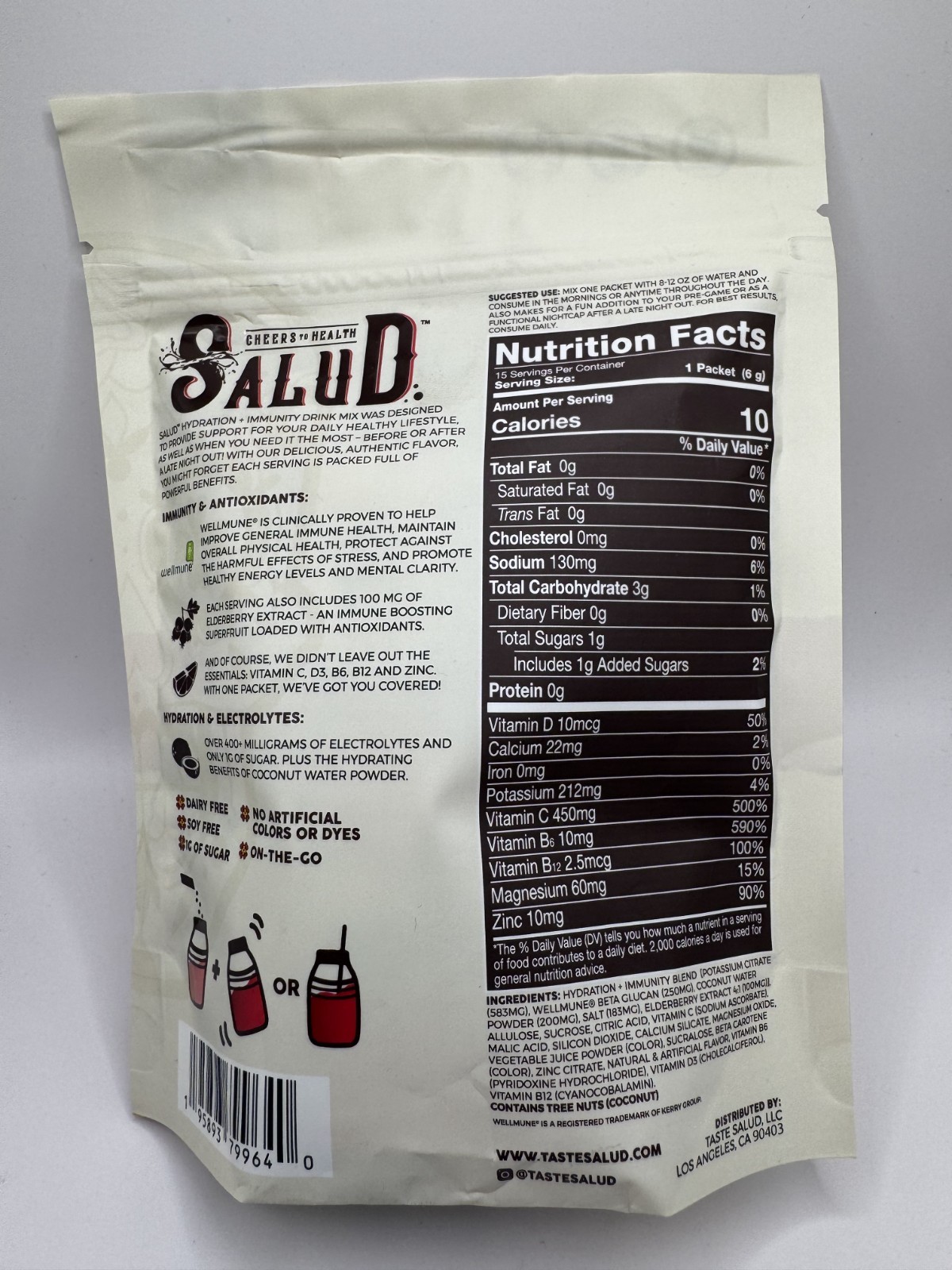 Taste Salud Hydration + Immunity Jamaica Hibiscus Drink Mix 15 Packs