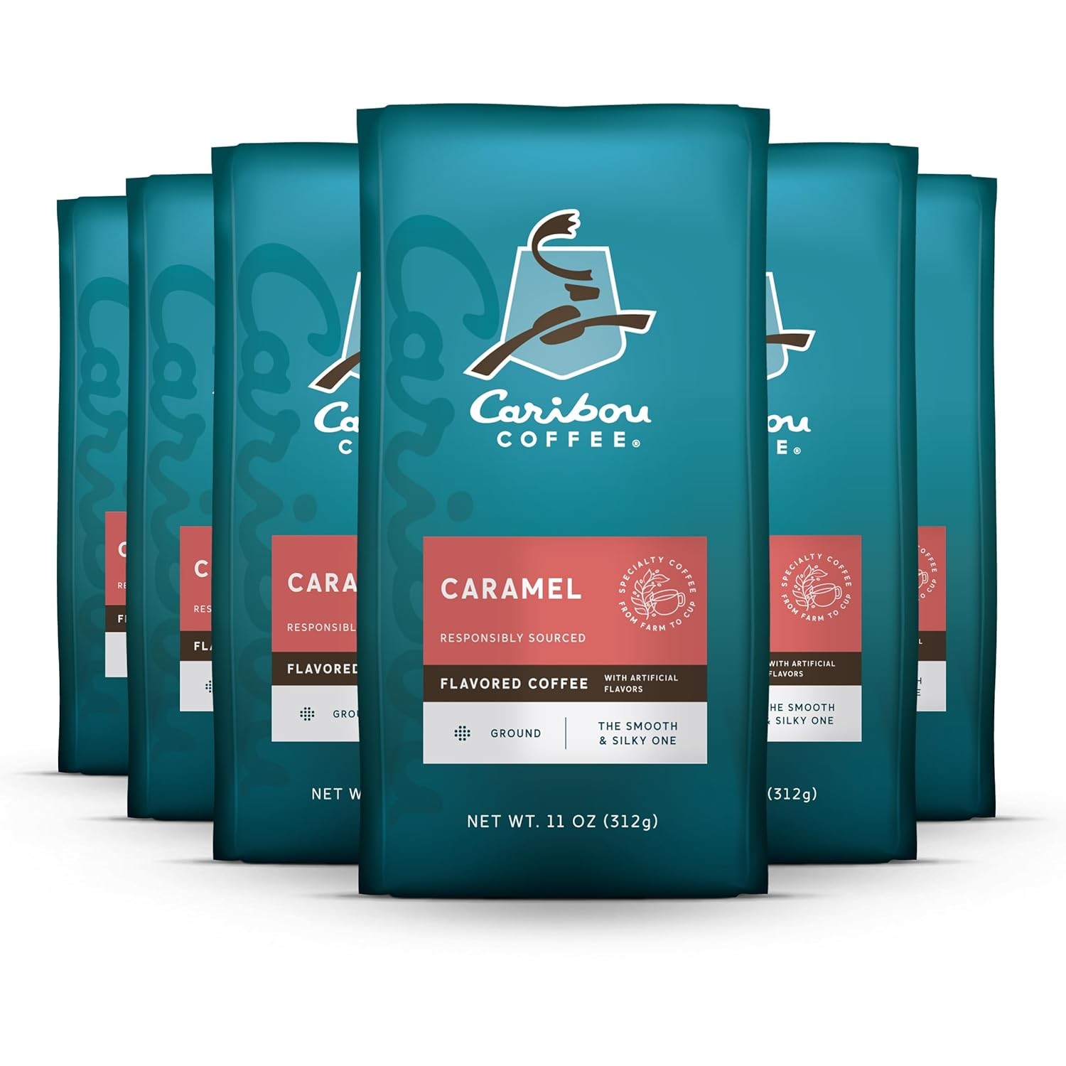 Caribou Coffee Arabica Ground Coffee Medium Roast Caramel Flavor 100% Arabica