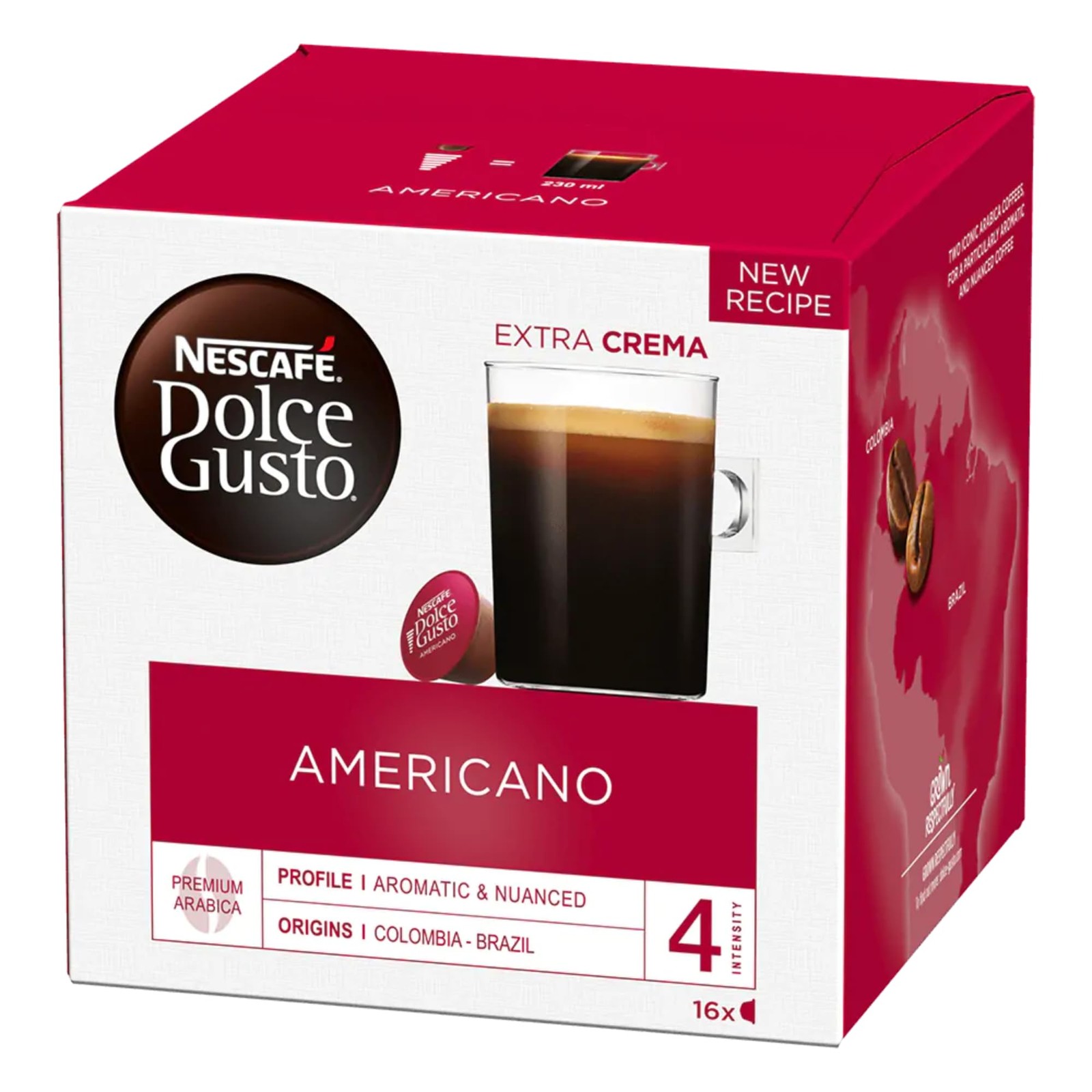 Nescafe Dolce Gusto Coffee Pods, Americano, 16 capsules, 12 Count (Pack of 3)