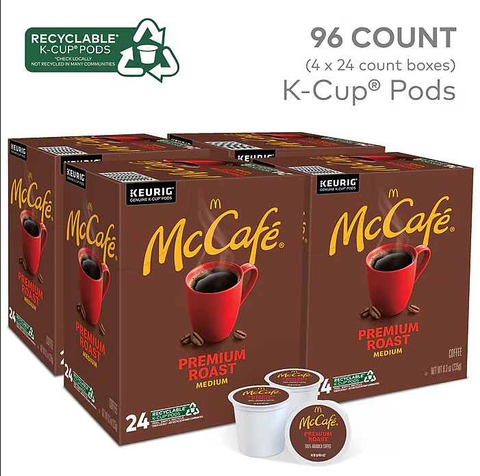 McCafe Premium Roast Coffee Keurig K-Cup Pods, Medium Roast, 96/Carton