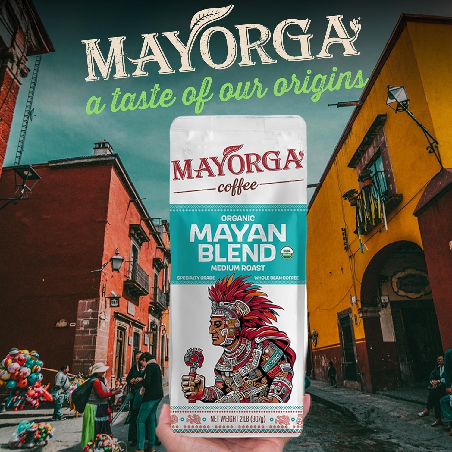 Mayorga Organics Mayan Blend USDA Organic Medium Roast Whole Bean Coffee 2lb USA