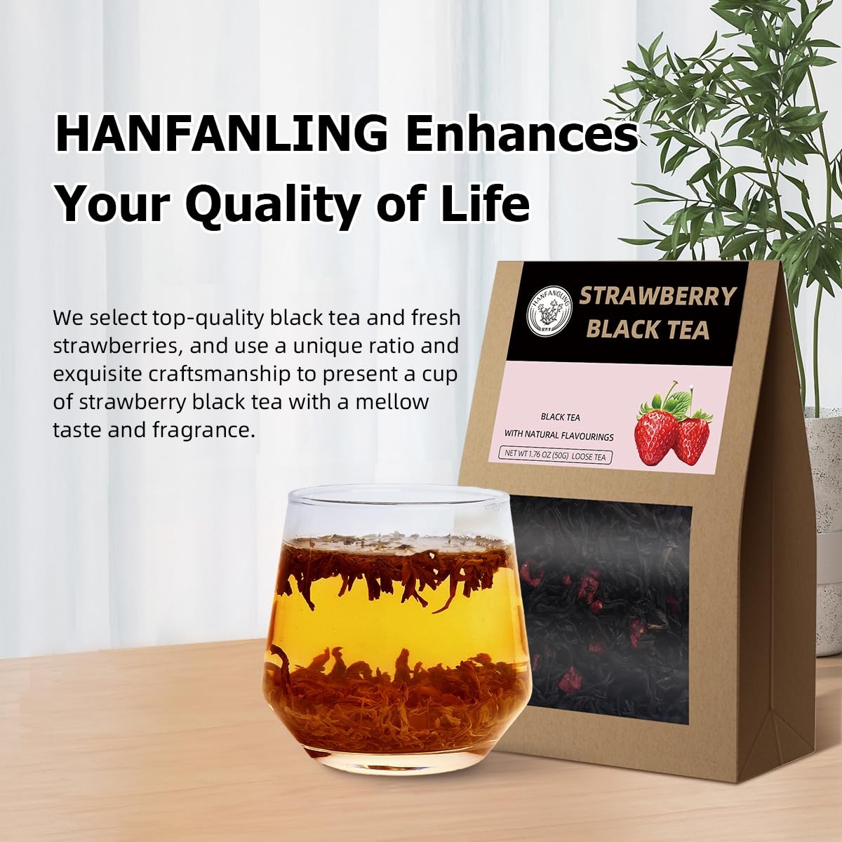 Strawberry Black Tea 100% Natural Loose Leaf Fruit Blend Aroma Beverage
