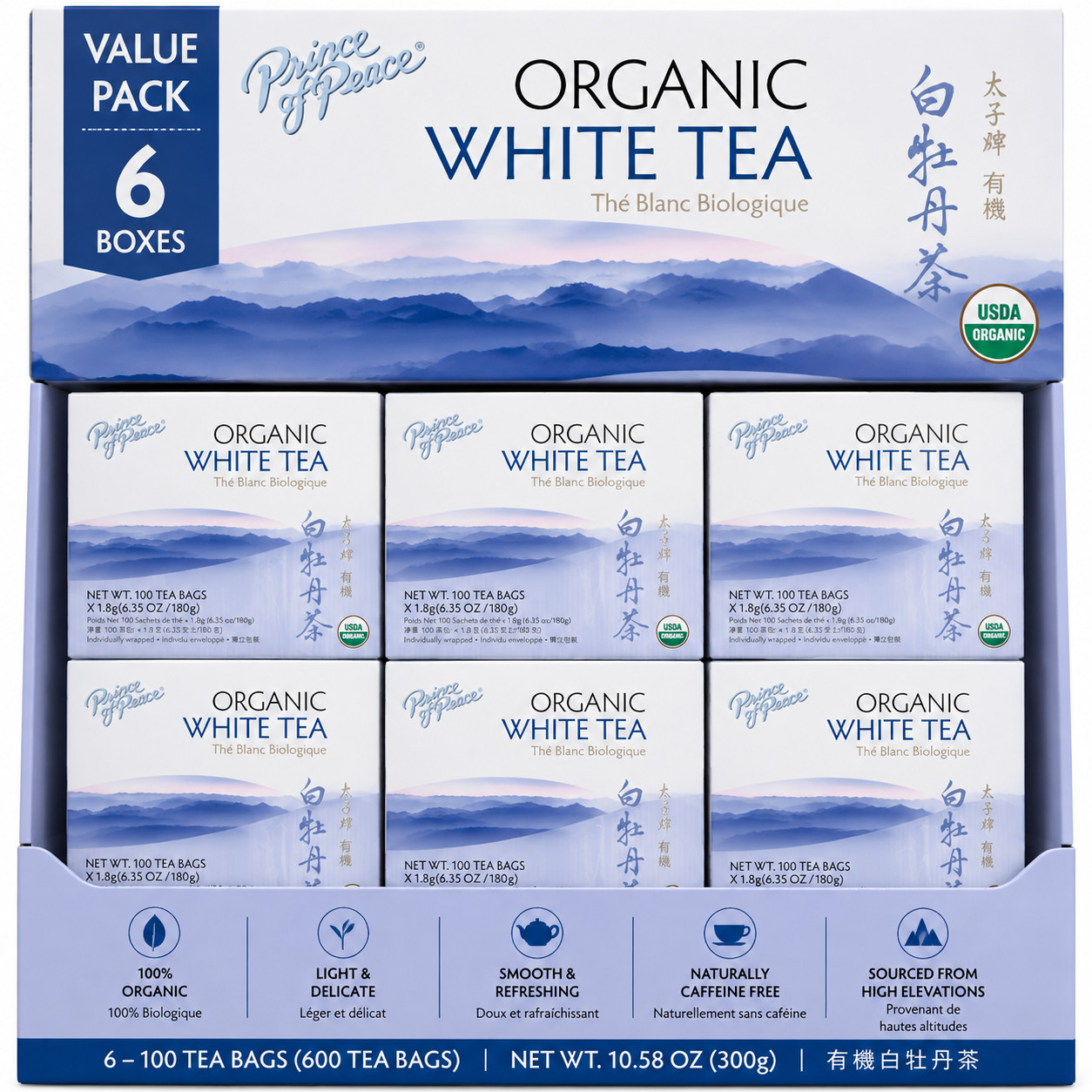 Prince Of Peace Organic White Tea 100 Bags Pack of 6